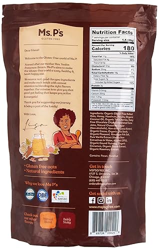 Miniatura 2 de MsPsGFree Granola - Chocolate Avellana Pecan, 10oz, 9.98 oz, rica en fibra, alta proteína, avena orgánica sin gluten, cerezas ácidas orgánicas, nuez