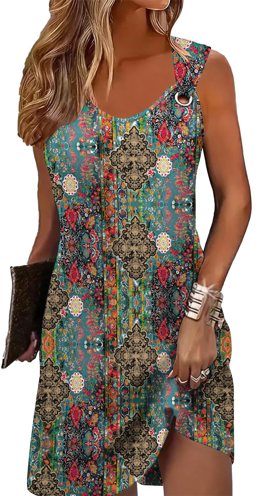 Summer Dresses for Women Sleeveless Casual Sundresses Loose Beach Cover Ups Trendy Tank Midi Sun Dress