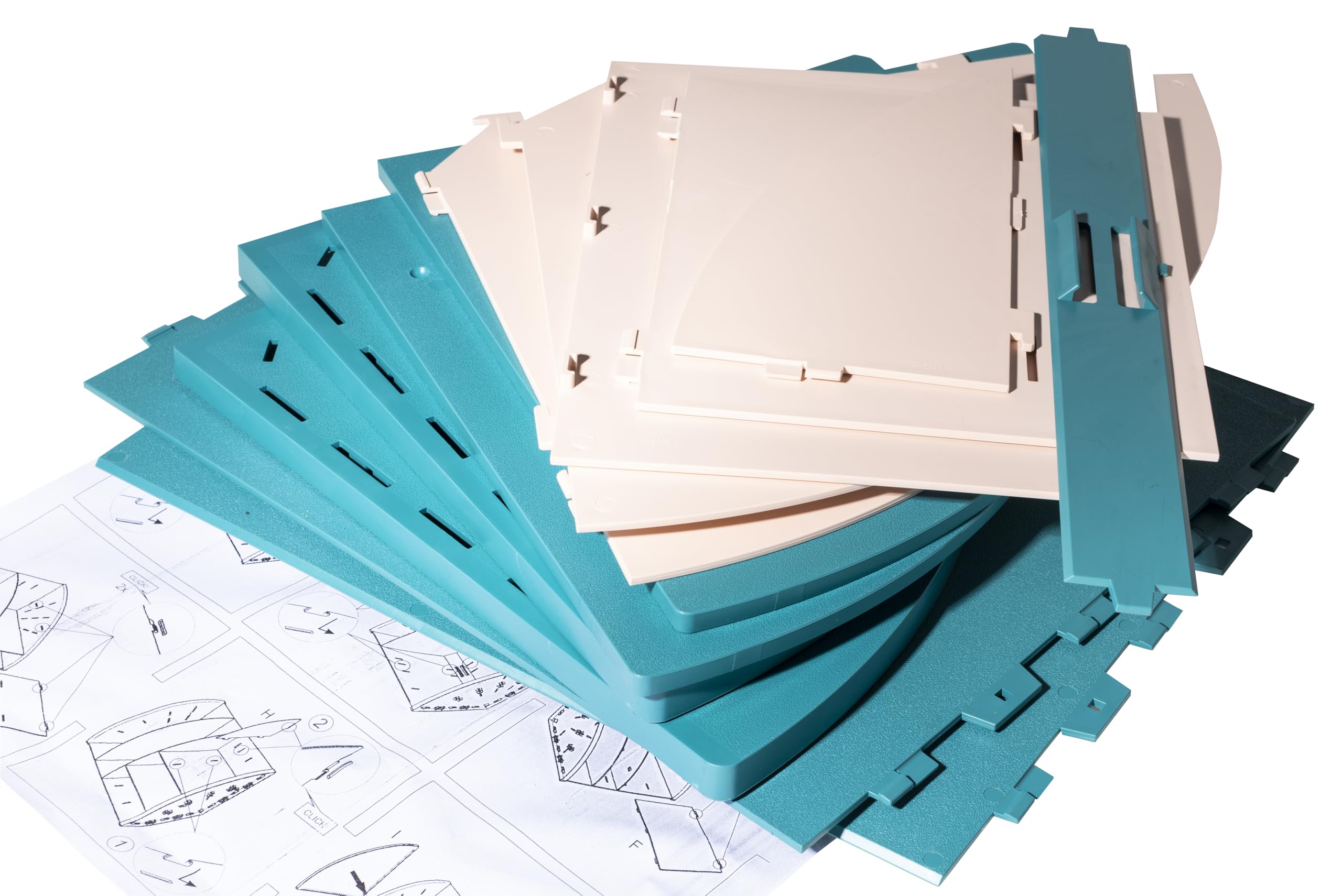 Exacompta - Rif. 394606D - 1 organizer da scrivania, organizer Skandi, accessorio da scrivania multifunzionale 6 scomparti A4, A5, A6 verticale/sdraiato, prof 36 x 29,5 x 6 cm, blu pacifico/nudo