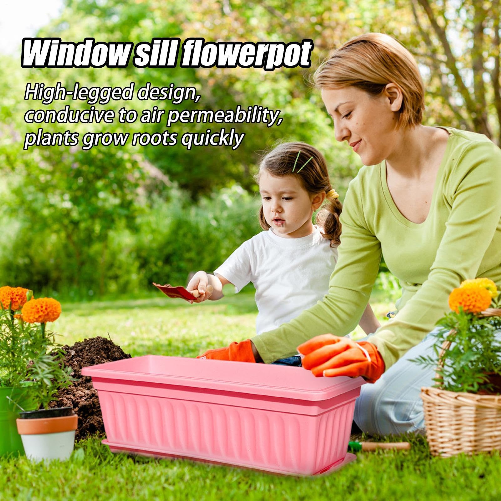 Fioriera Da Finestra Contenitore Resistente ai Raggi UV con Fori di | Cassetta Da Finestra Per Fiori Per Giardinaggio Balcone Cucina Esterno Giardino Piante E Fiori