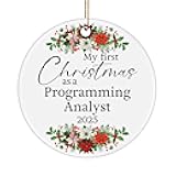 My First Christmas as a Programming Analyst 2025 Ornament Gifts for Systems Analyst Software Analyst Application Programmer IT Analyst Coding Specialist New Year 2026, Round