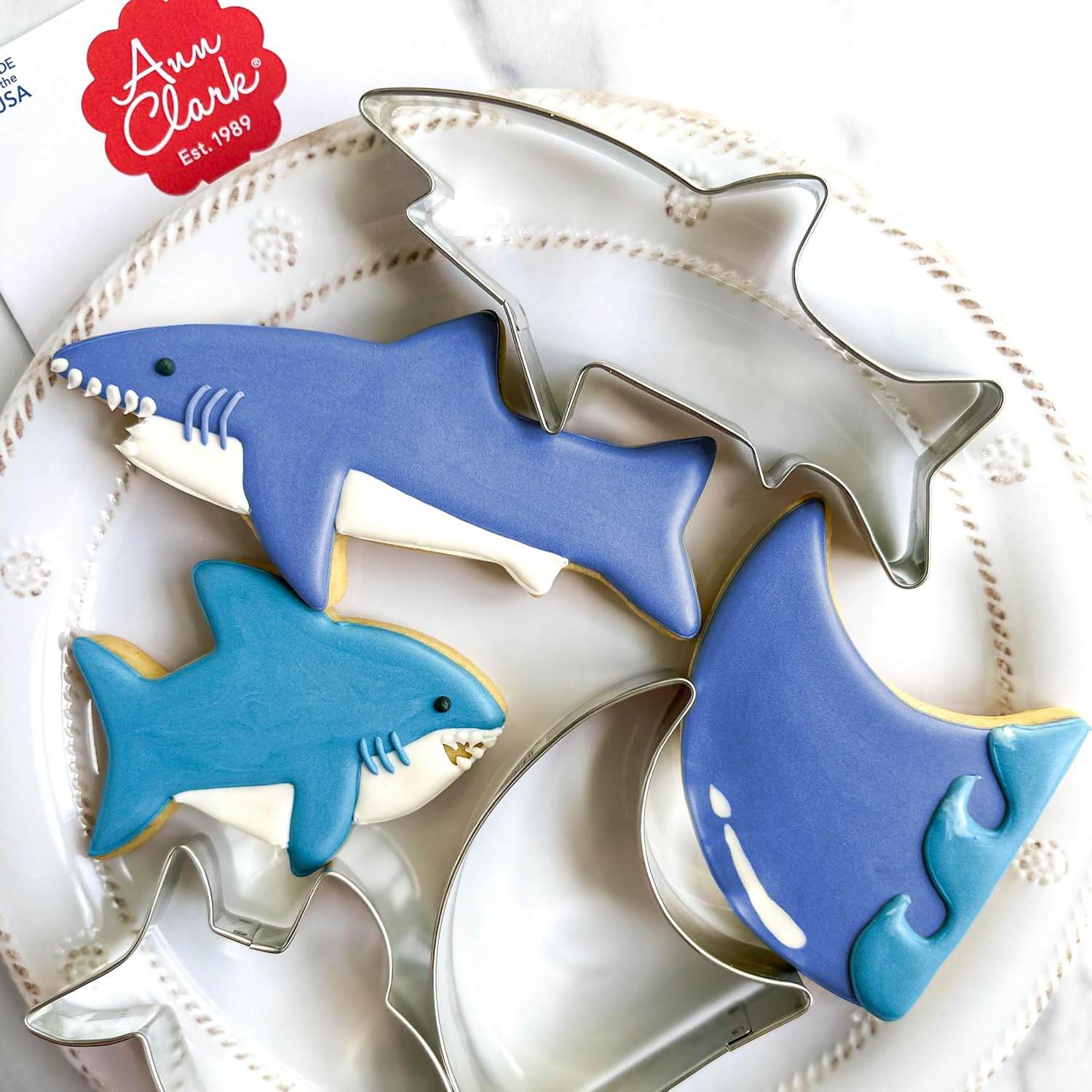 Ann Clark Shark Cookie Cutter Set of 3, Made in USA