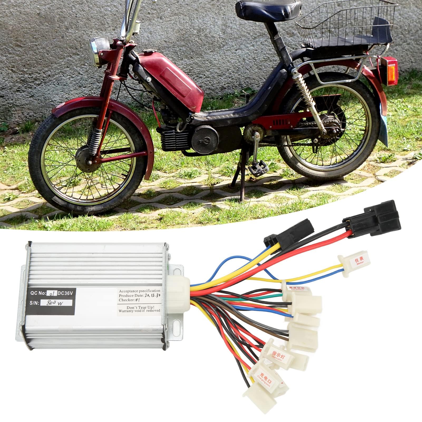 Alomejor 36V 800W, Controlador de Motor de Cepillo, Controlador de Velocidad de Bicicleta Eléctrica, Scooter Eléctrico, Motor de Cepillo de Triciclo