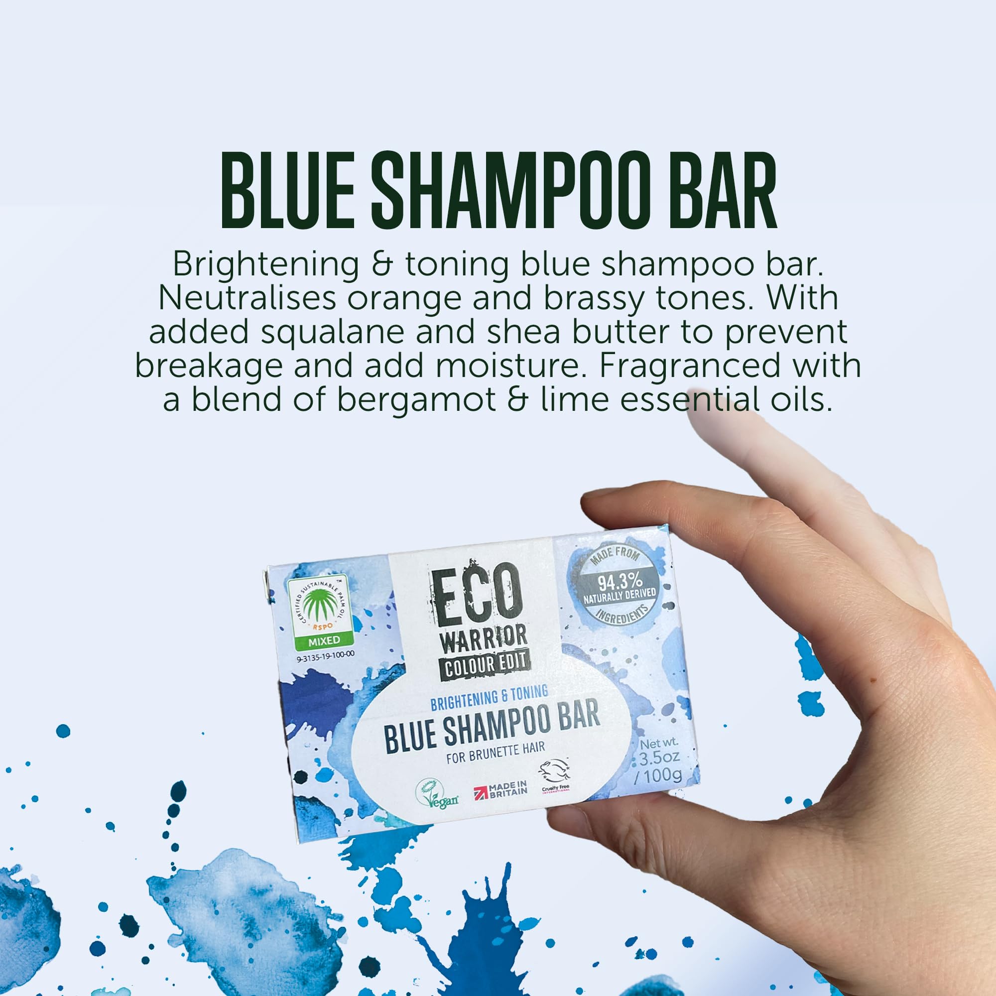 Eco Warrior Blue Shampoo Bar for Brunette Hair 100g, 100 g (Pack of 1) - Image 2