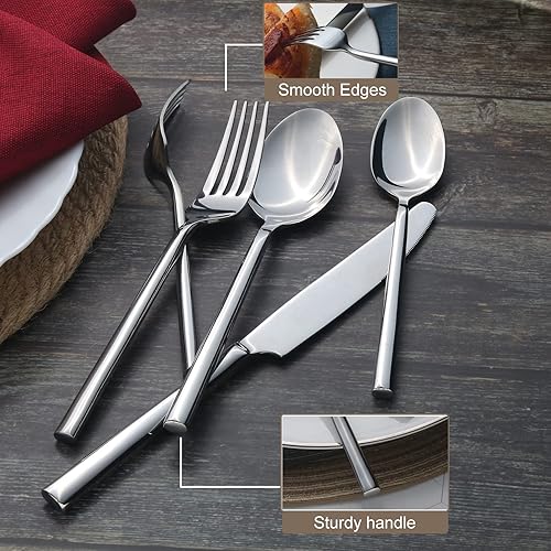 Miniatura 6 de Alata Potter Mirror & Ripple - Juego de cubiertos forjados de acero inoxidable (20 piezas)