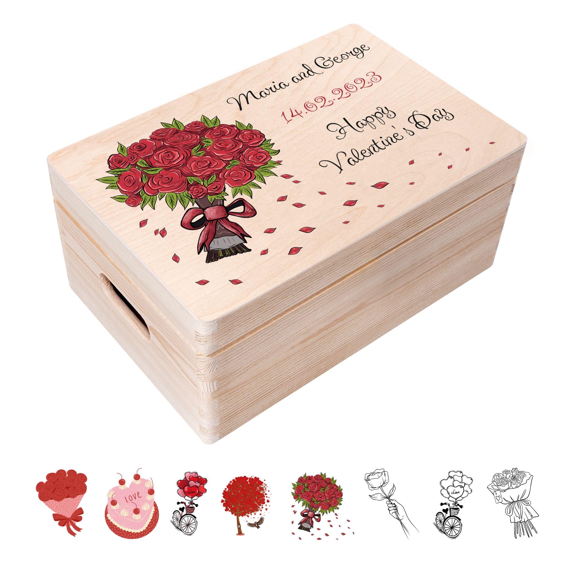 Creative Deco Personalised Valentines Gifts for Her/Him | For Women, Men & Couples | Unique Wish Custom Gift Box | Customised Wooden Storage Box | Perfect as a Keepsake or Decoration