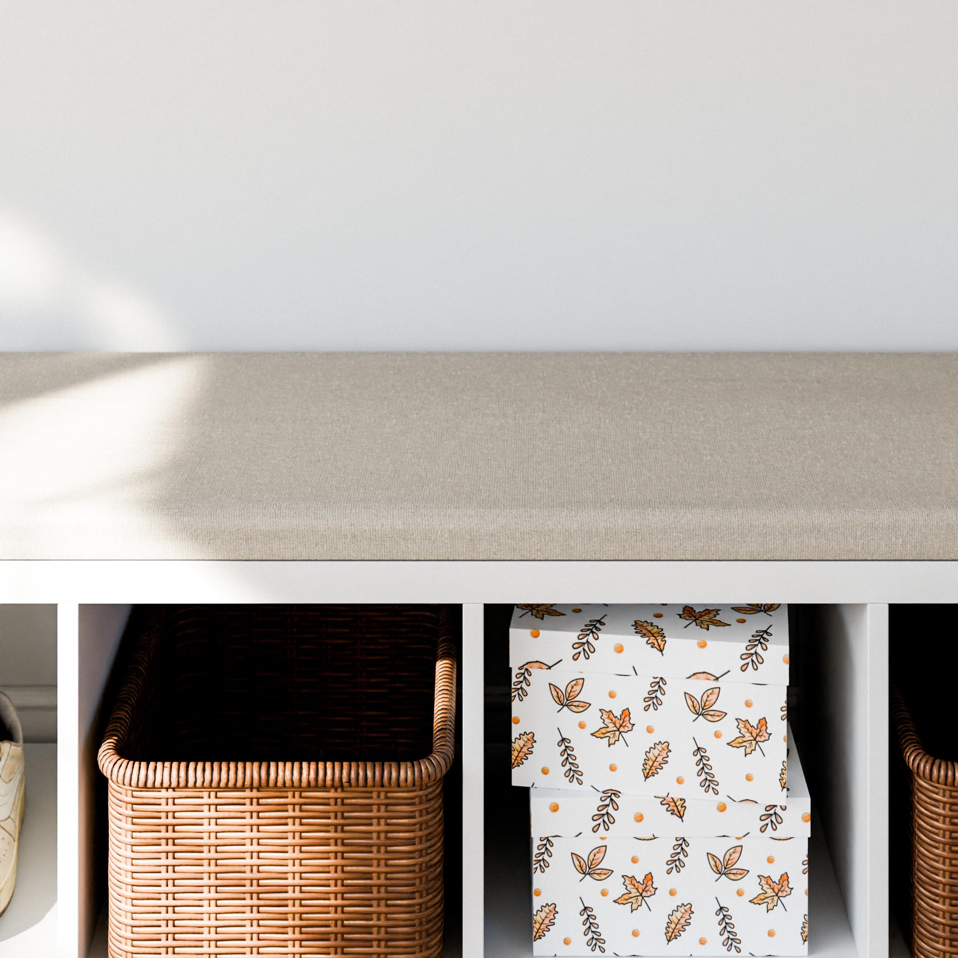 Sitzauflage für Kallax Regal 1x2, 1x3 und 1x4-4cm dickes Sitzkissen, Polster + waschbarer Bezug mit Reißverschluss - Ideal für Sitzbank im Flur & Kinderzimmer, in Grau oder Beige (111, Beige)
