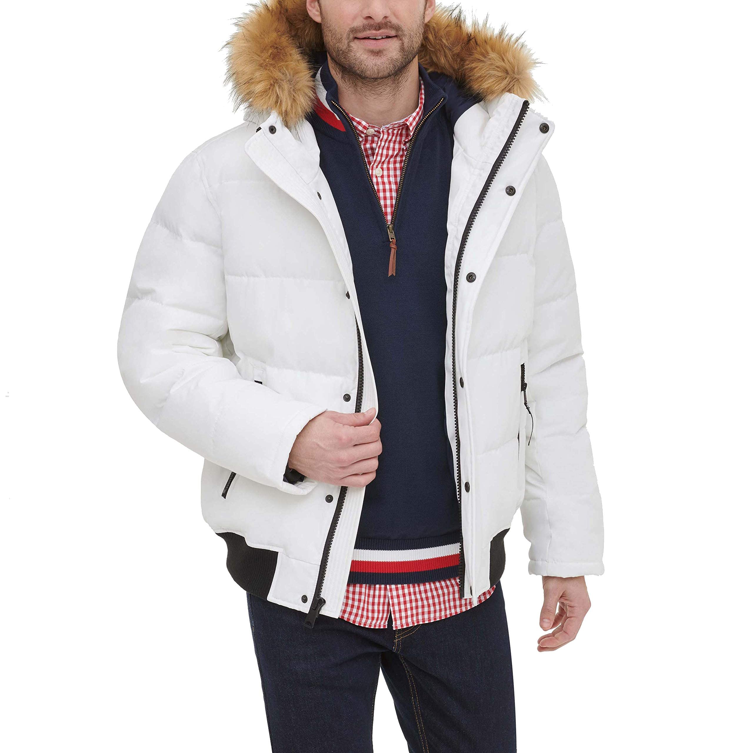 Tommy Hilfiger Chaqueta Bomber Acolchada de Tela Ártica con Cierre Frontal A Presión Snorkel Hombre (Pack de 1)