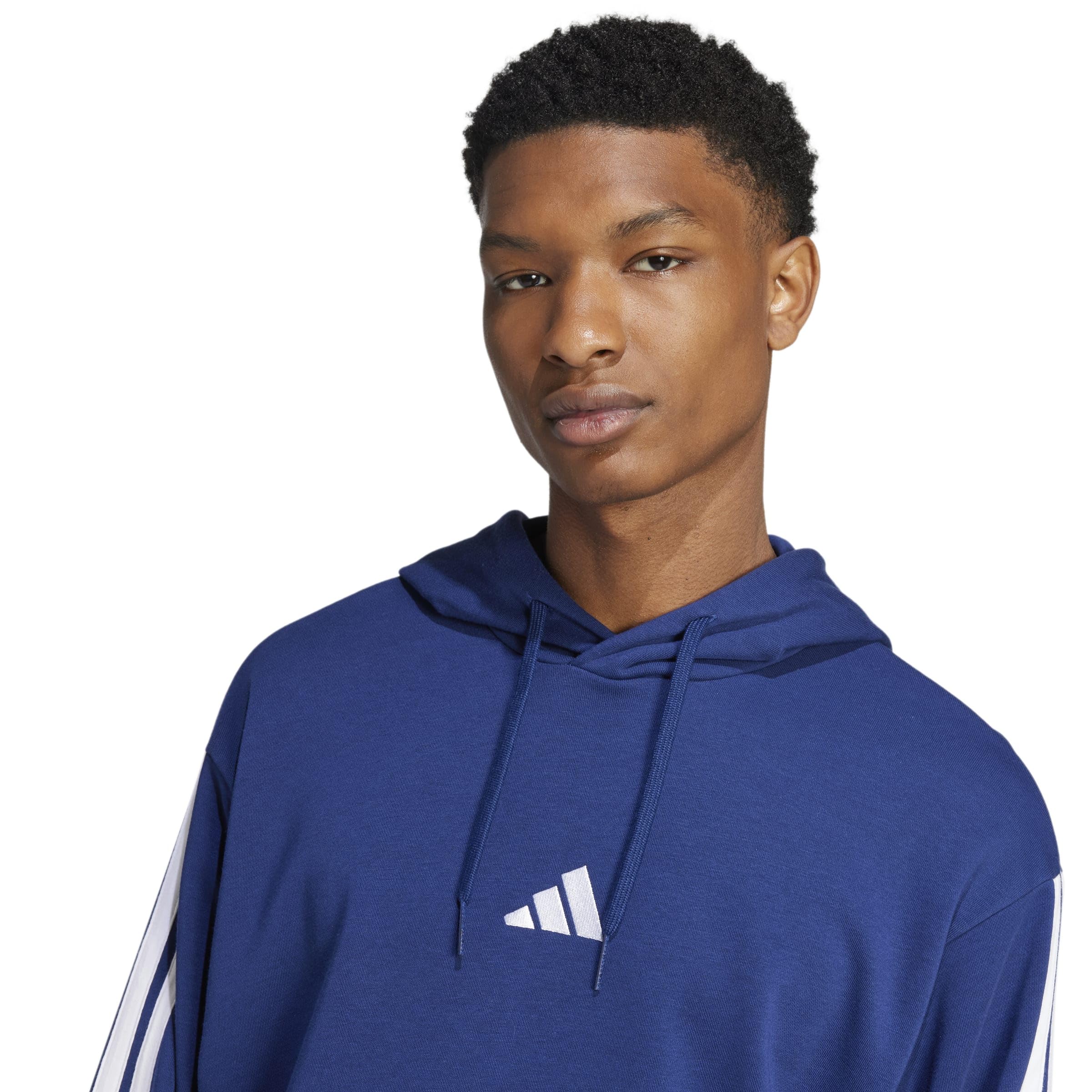 adidas Mężczyźni ESSENTIAL THREE STRIPES FRENCH TERRY HOODIE, dark blue/white, S
