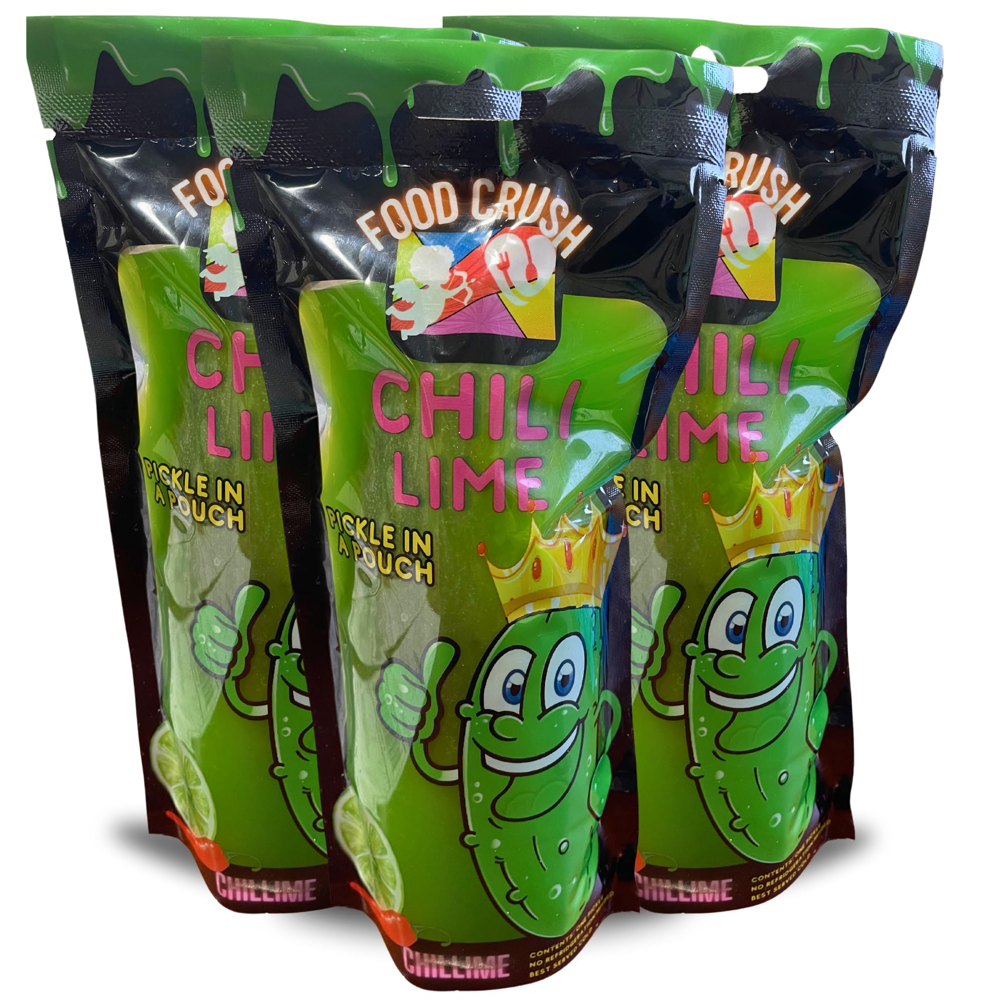 Hot Pickles In A Pouch (Pack of 3)-Chili Lime Flavored Jumbo Super Spicy Pickle Challenge Tiktok Trend Item by Food Crush