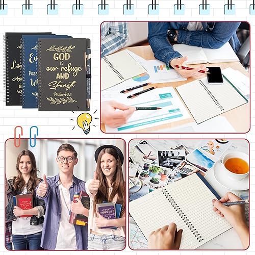 Miniatura 6 de Juego de 48 piezas de regalo cristiano con versículo bíblico A5, cuaderno de oración en espiral, diarios de tapa dura, bolígrafos religiosos