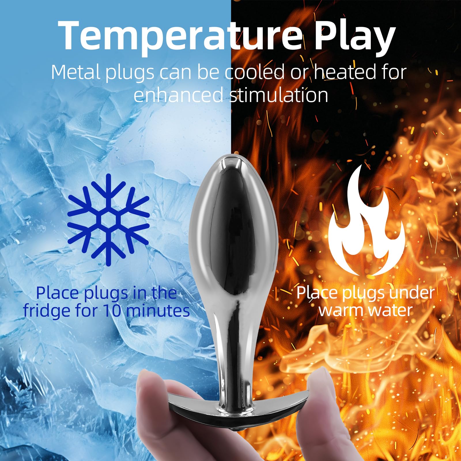 Metal Anal Plugs 4PCS with Luxury Jewelry T-Shaped Base Anal Trainer Kit Metal Butt Plug Prostate Massage Sex Toy Stimulation Adult Sex Toys for Men Women: Silvery Style