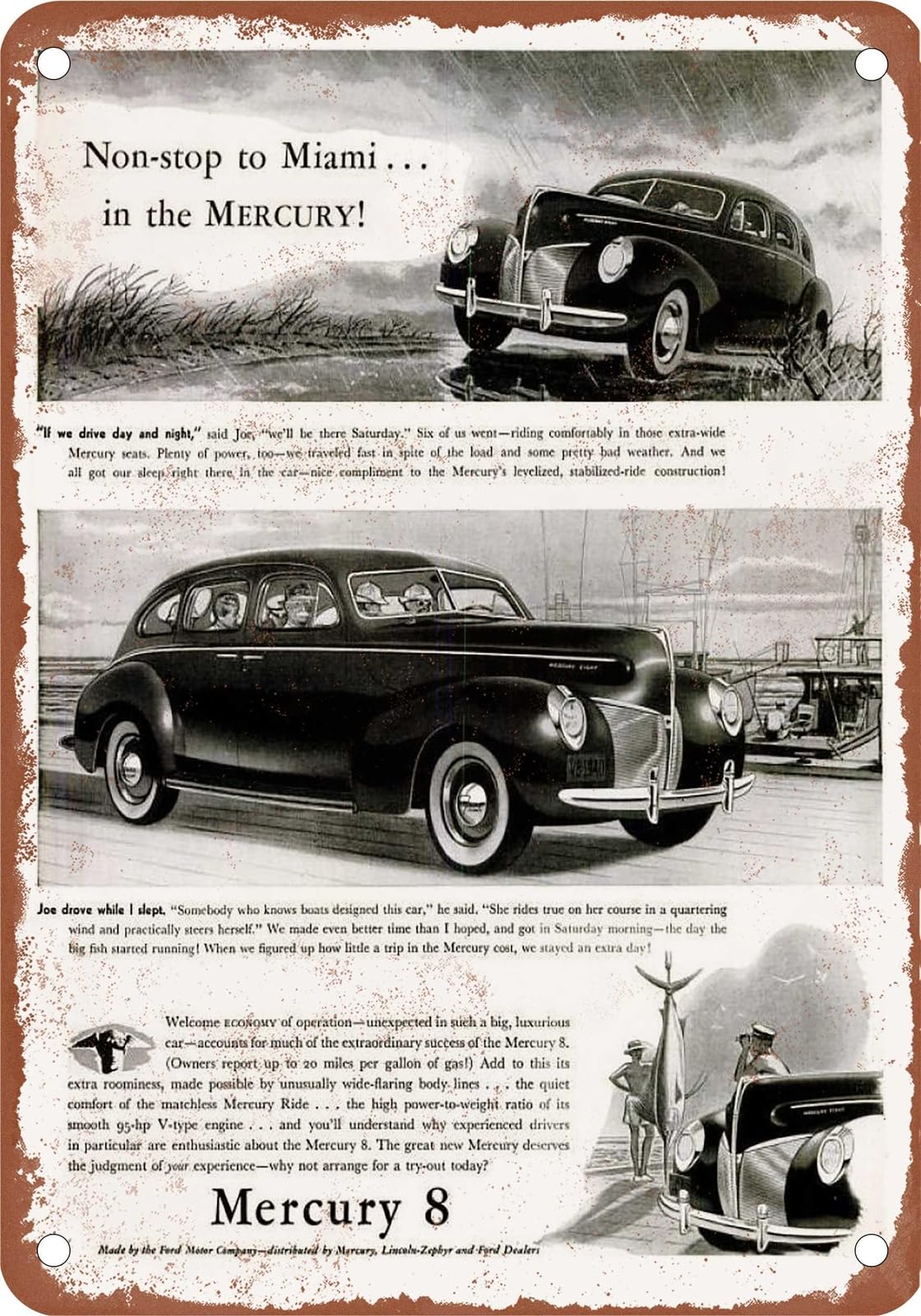 Miaomansenstore Metal Sign - 1940 Mercury Vintage Ad 07 - Old Retro Rusty Look Home Decor