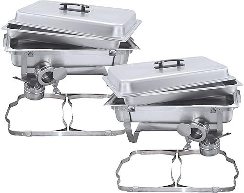 TigerChef 8 Quart Full Size Acero Inoxidable Chafer con marco plegable y Cool-Touch, Talla full