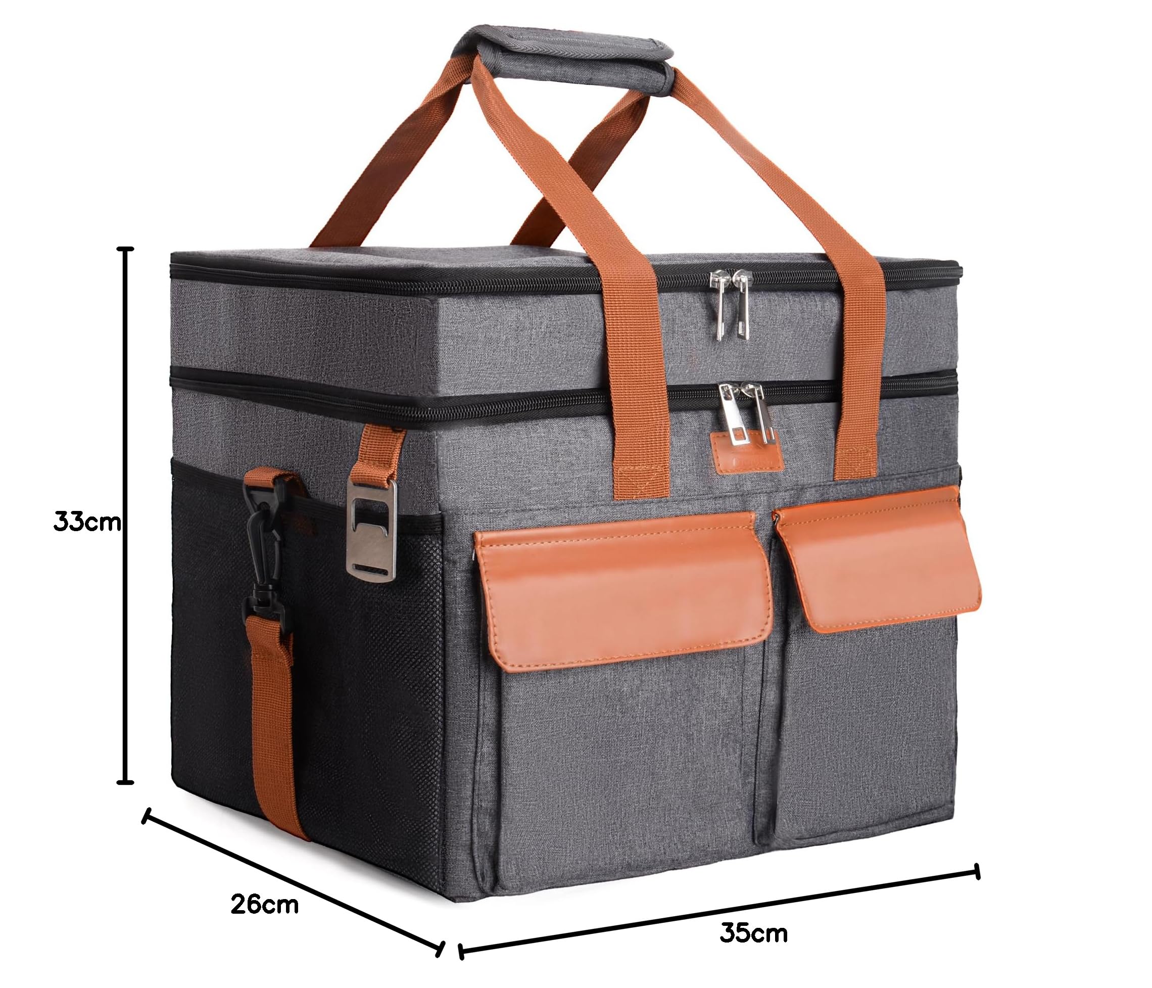 LARUTAN Kühltasche Kühltasche groß 30L Thermotasche Isoliertasche – doppelschichtig, faltbar & wasserfest, Lebensmitteltransport für Picknick, Camping & Einkauf, Grau