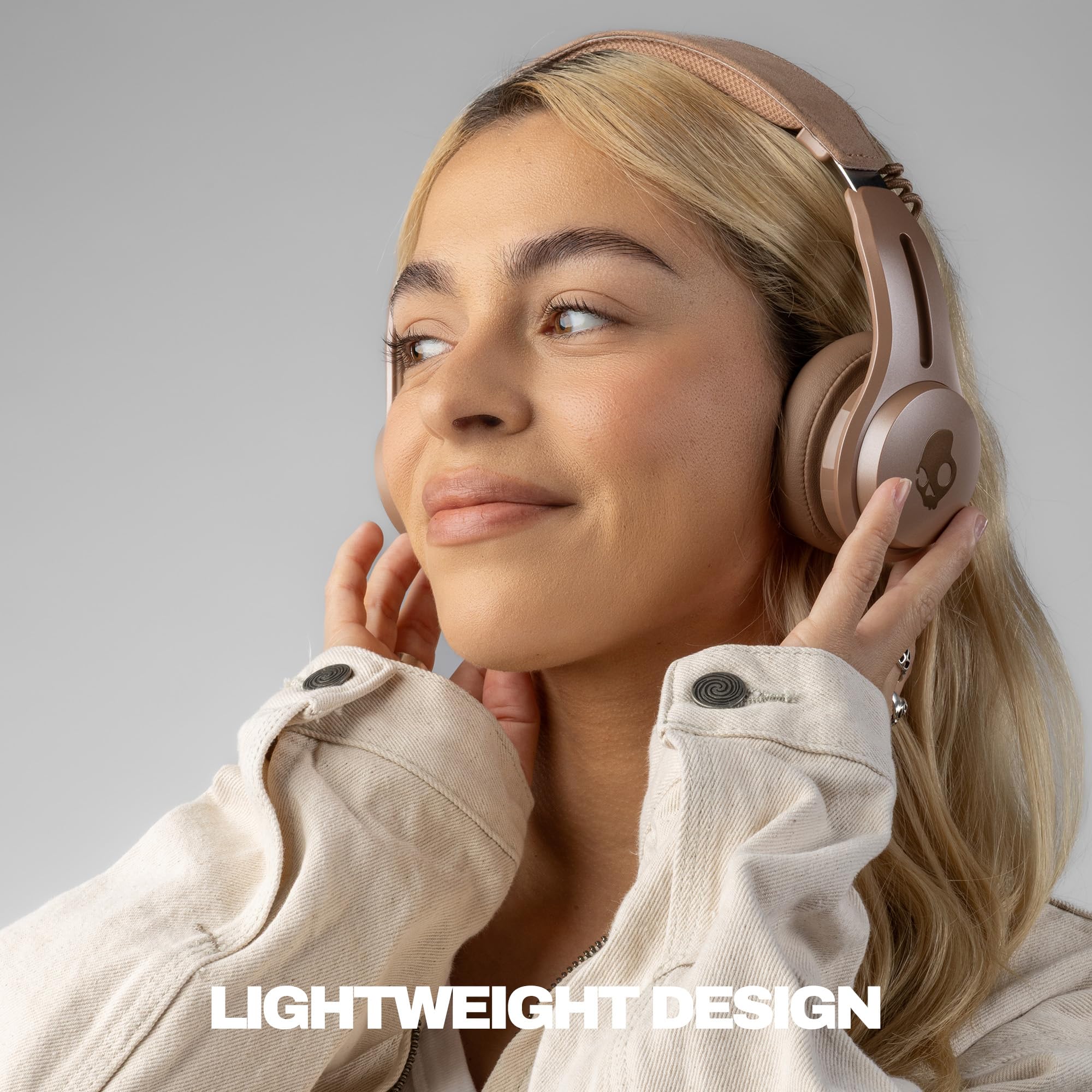 Skullcandy Icon ANC nauszne bezprzewodowe słuchawki Bluetooth z aktywną redukcją szumów, bateria 60 godzin, mikrofon, współpracuje z iPhone Android - Beige