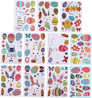 BESPORTBLE 2 Conjuntos/11 Folhas Adesivo De Parede De Páscoa Adesivos De Janela Para Crianças Adesivos De Coelho Adesivos Para Adultos Adesivos De Coelho Adesivos De Coelho De Páscoa Para