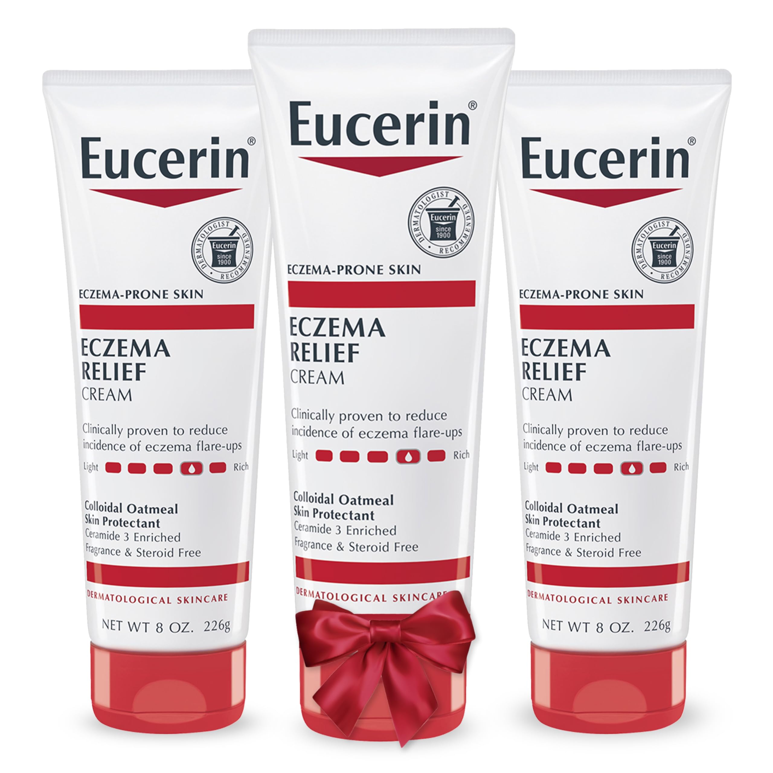 Eucerin Eczema Relief Cream - Full Body Lotion for Eczema-Prone Skin - 8 Ounce (Pack of 3)