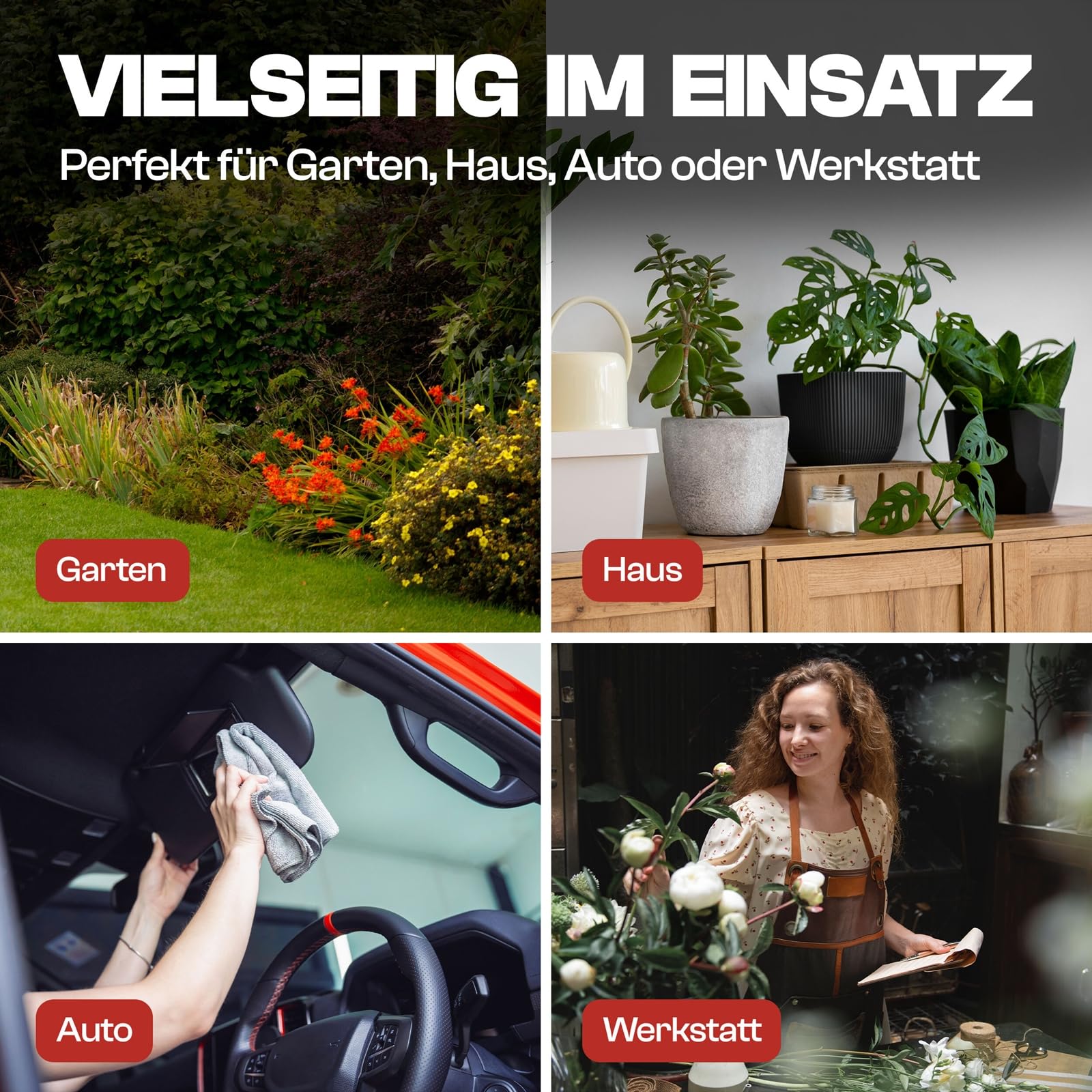 TECPO 3x Druckpumpzerstäuber 1L für Bremsenreiniger, Chemikalienbeständig, verstellbare Düse, 3 bar Druck, ergonomischer Griff, nachhaltiges Bio-PE, Pumpsprühflasche für Reinigung & Industrie