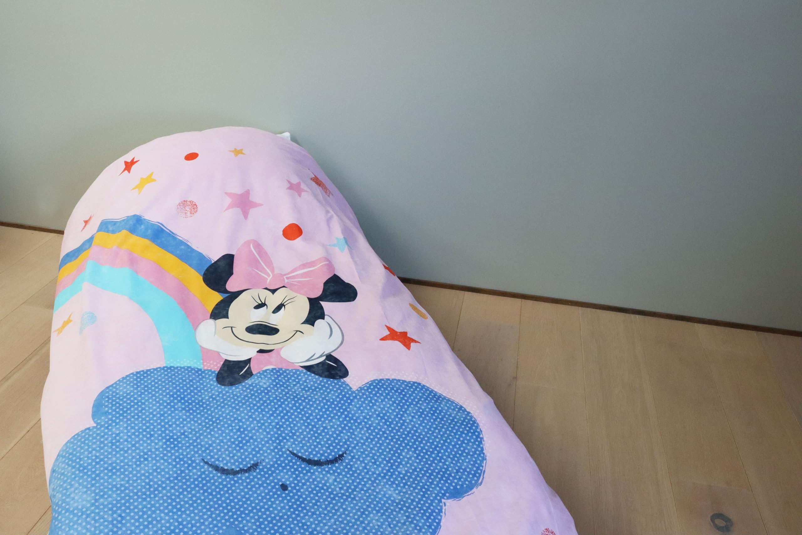 Disney Parure de Lit Bébé Minnie Mouse – 100x135 cm + 40x60 cm – 100% Coton – Housse de Couette et Taie d’Oreiller – Motif Arc-en-Ciel & Nuage
