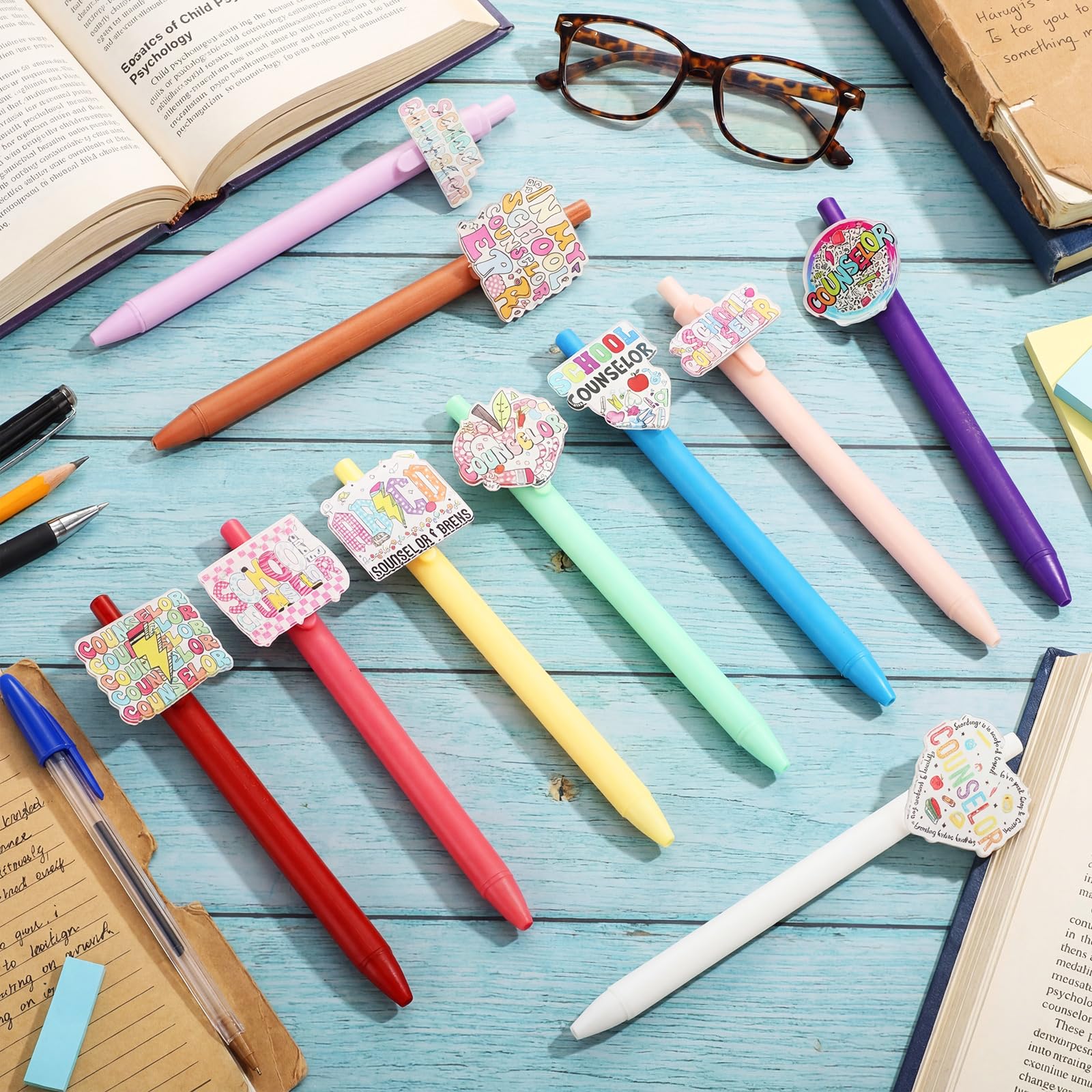 Geyoga 10 Pcs School Counseling Week Pens Teacher Appreciate Gifts School Counseling Appreciation Gift Ballpoint Pens Bulk for Teacher Gifts Favor Party Supplies