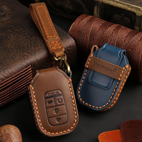 Miniatura 6 de Funda de cuero genuino para llavero de automóvil con llavero para Honda Civic Accord Pilot CRV Pilot Passport (2022-2023 2024) Funda protectora de