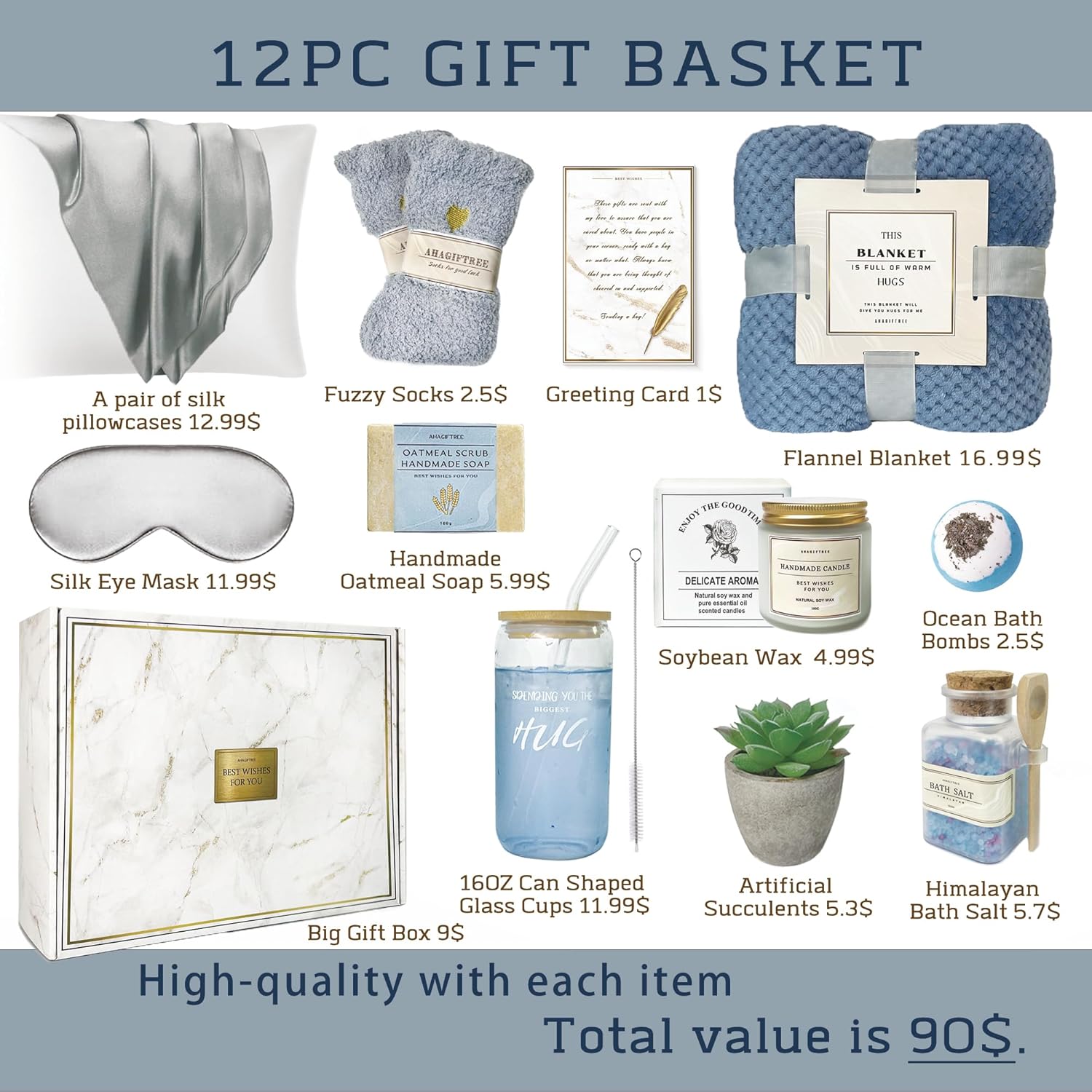 Birthday Gifts,Care Package Gift Set,Get Well Soon Gift Baskets For Women,12PC Get Well Gifts for Women After Surgery,Care Package,Grief,Sympathy,Condolences Gift Basket - Image 3