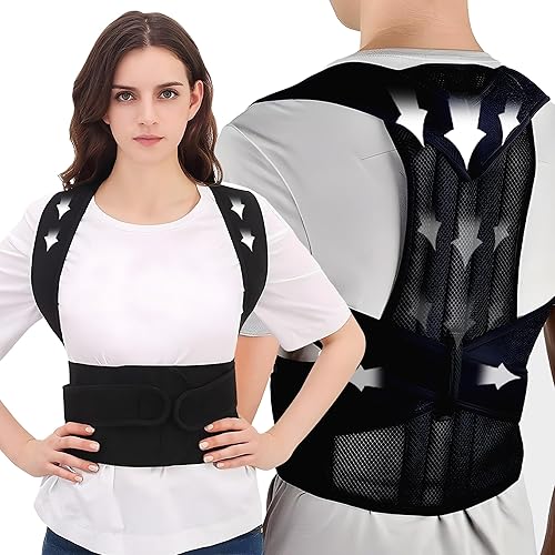Corrector de postura de espalda para hombres y mujeres, materiales ajustables y transpirables para aliviar el dolor de espalda superior e inferior,