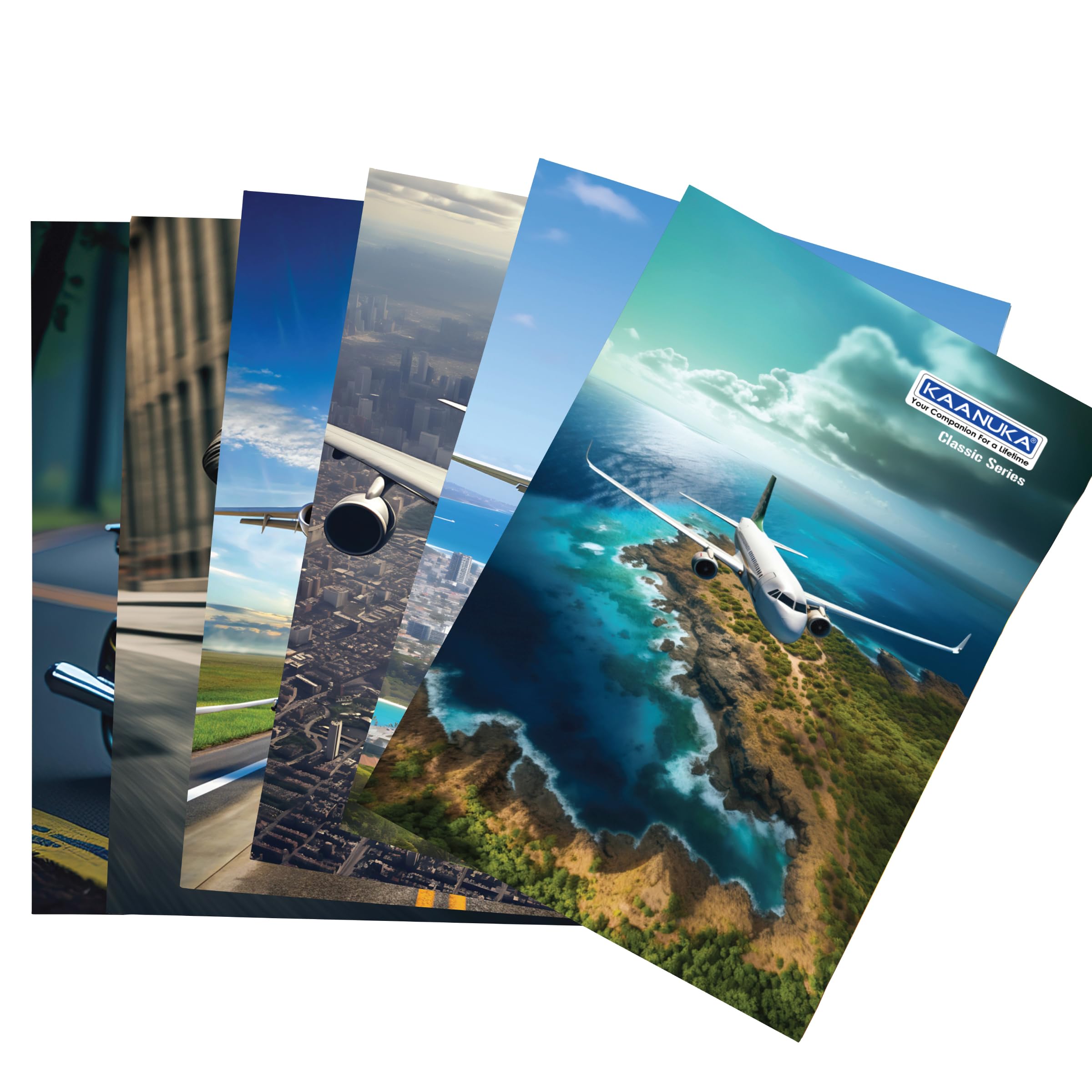 Classic Series Long Size Notebook - 256 Pages, Unruled, Plain, Long Size - 27.2cm X 16.7cm, Pack Of 6 Notebooks, Long Size Unruled Notebooks For School and College Students