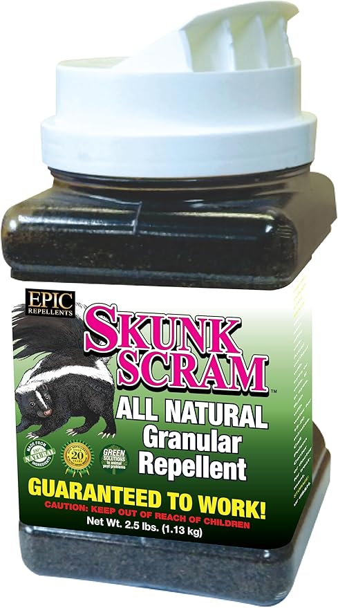 Skunk Scram All Natural Granular Repellent - All-Natural, Animal, People and Pet Safe Granule from EPIC Repellents (2.5 lb Shaker)