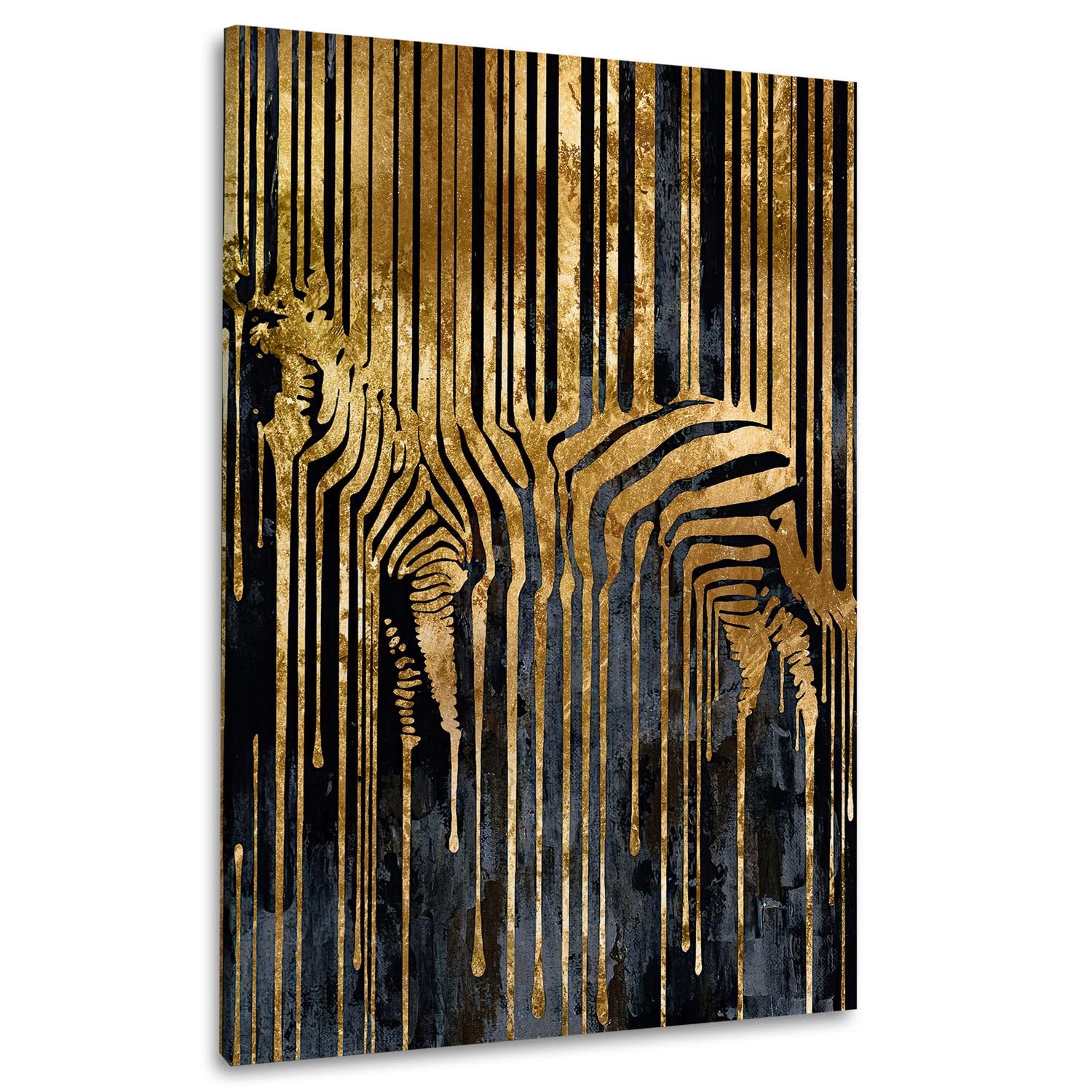 ARTEDinoi Lienzo cuadro moderno obra de arte abstracta cebra estilo dorado decoración de pared Tamaño 60x40x2cm