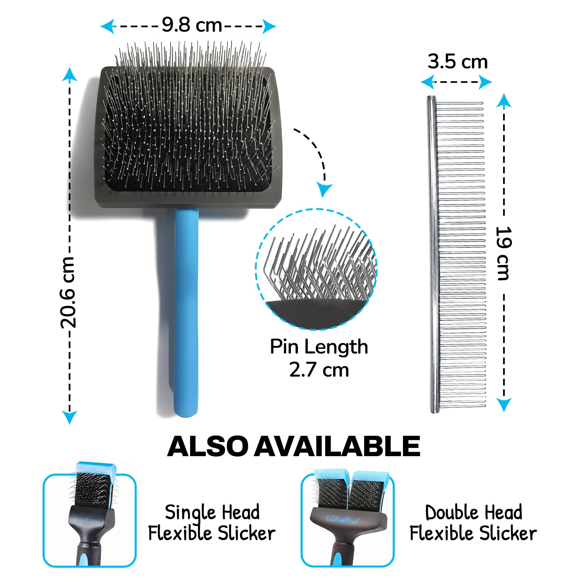 The Doodle Brush Brosse de Toilettage pour Chiens et Peigne Métallique en Acier Inoxydable Brosse pour Doodle, Poodle, Goldendoodle, Démêle Poils, Élimine Nœuds, Perte de Poils et Emmêlés