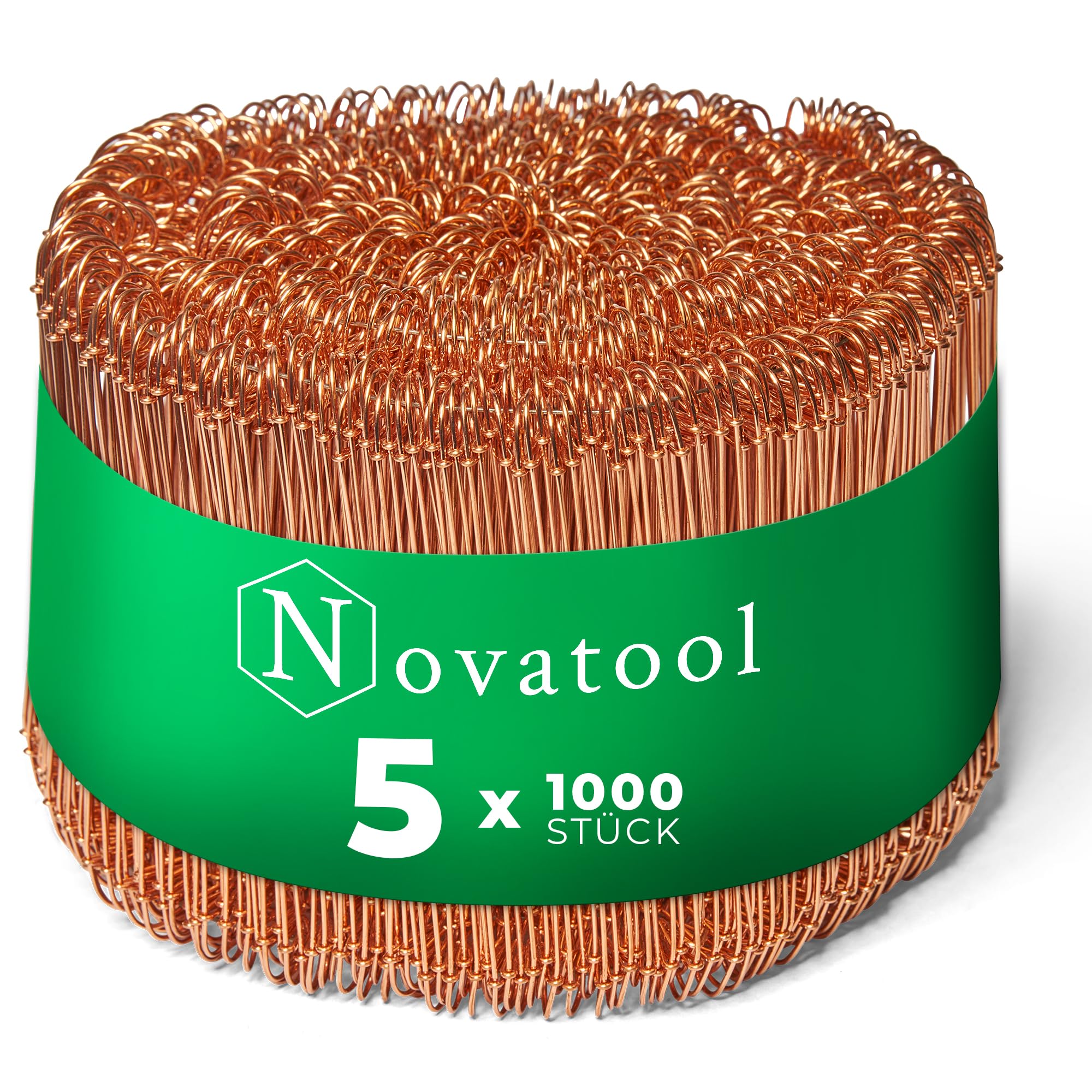 Novatool 5.000 Stück Rödeldraht mit Ösen 1 x 120mm Bindedraht verkupfert, robust & langlebiger Drilldraht, Drahtbinder, Ösendraht, Drahtschlaufen, Ideal als Floristendraht und Blumendraht