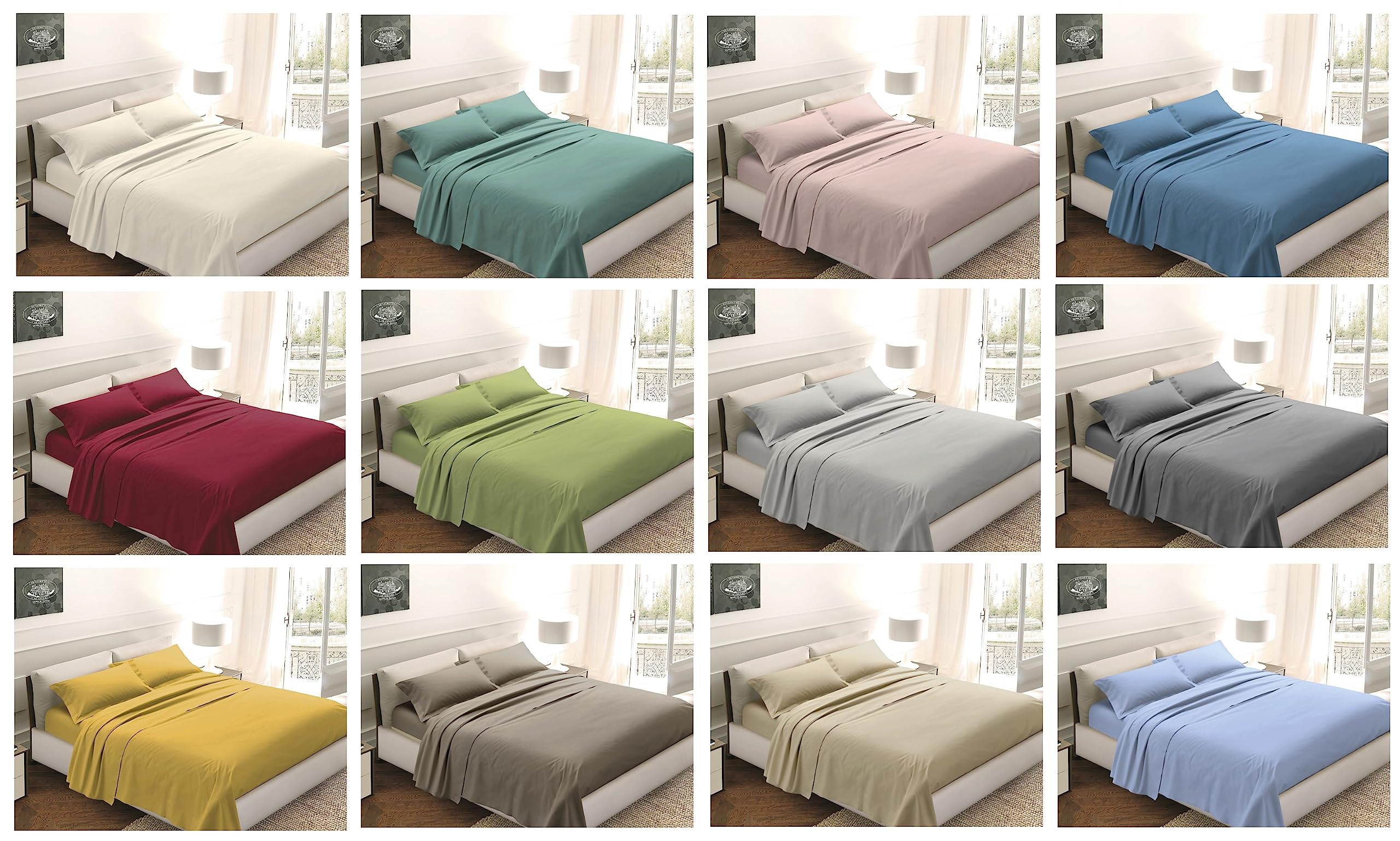 SpazioTessile - Set Lenzuola Letto Singolo Cotone Percalle e Federa Cuscino Letto 3 Volani, Parure Lenzuola Cotone Certificato Oeko-Tex con Lenzuolo Sopra 160x300cm e Federa 52x82cm, Verde Ottanio