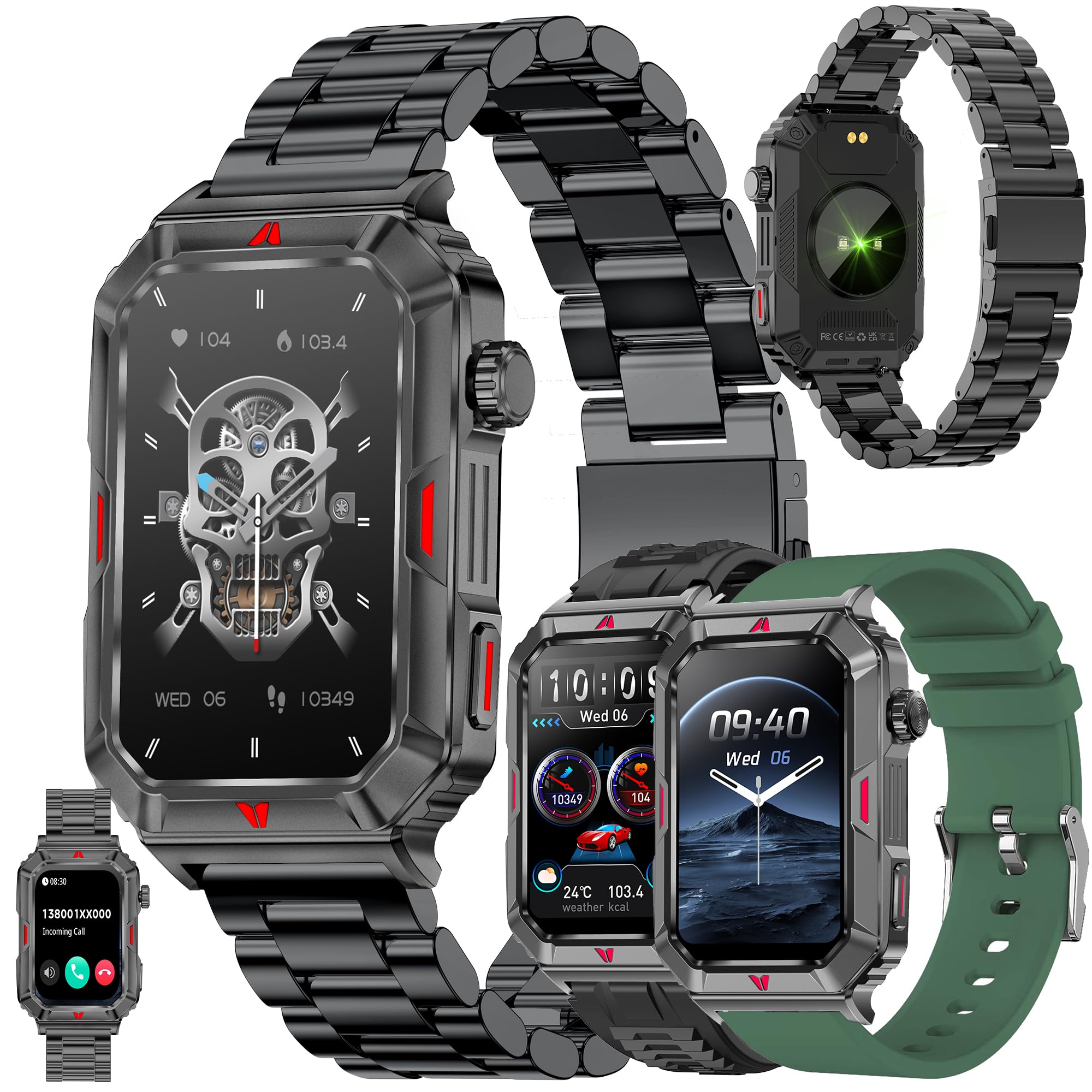 ZPIMY Men's Smart Watch with Bluetooth Calling, 1.57 Inch AMOLED Smartwatch with 123 Sports Modes 5ATM Waterproof, Sleep