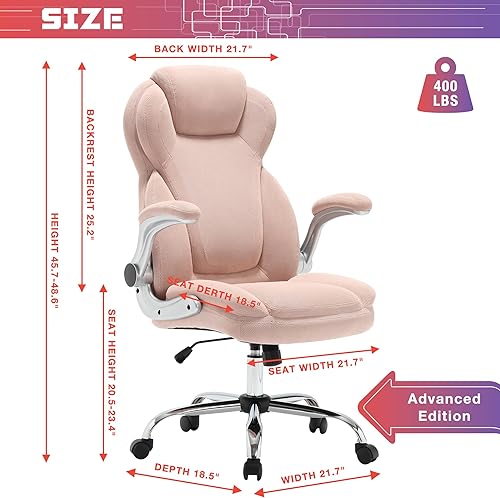 Miniatura 12 de Silla de oficina grande y alta de tela, 400 libras, silla de escritorio ejecutiva resistente con asiento extra ancho, silla ergonómica de cuero con