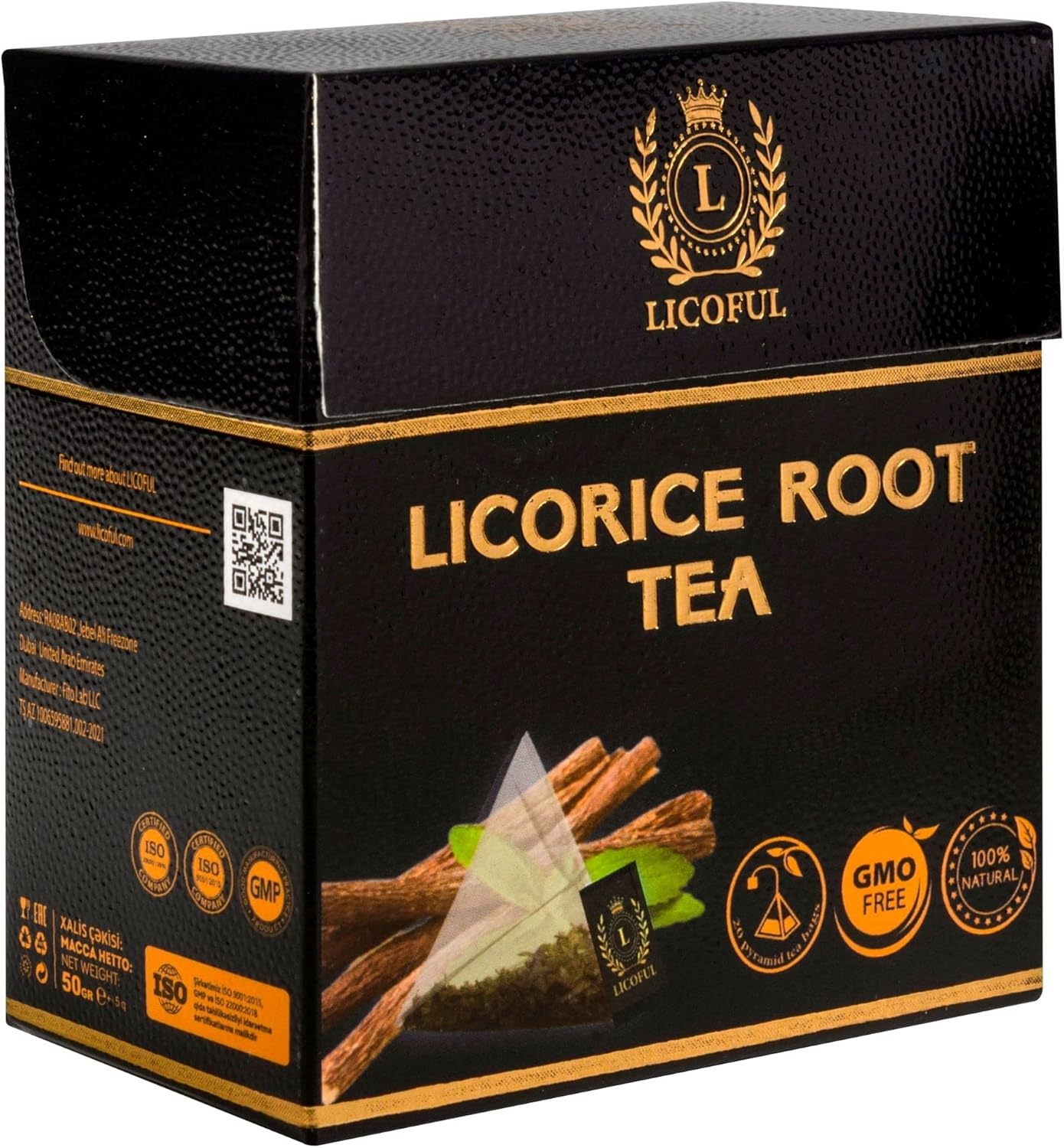 LICOFUL Licorice Root Tea 20 Pyramid Tea Bags 1.76 oz (50g