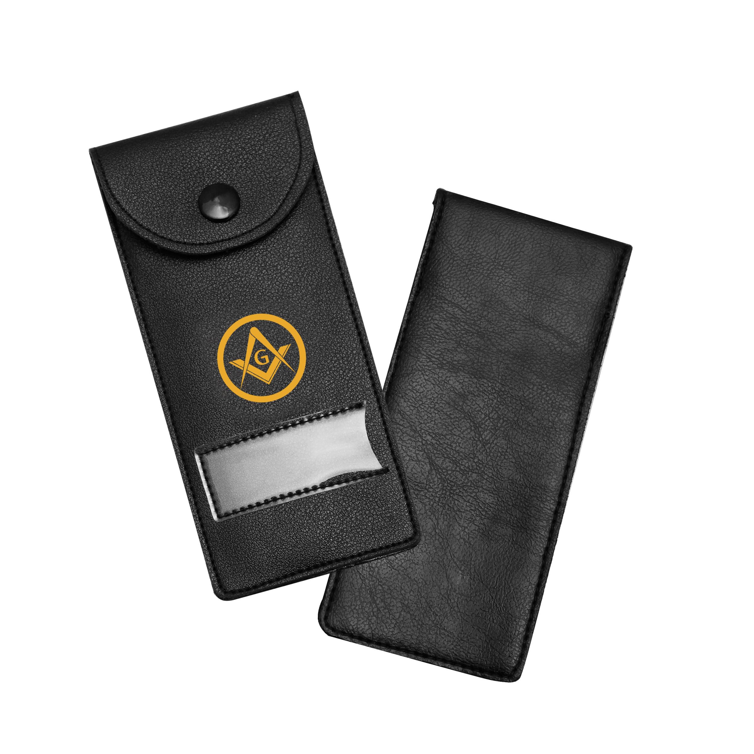 Masonic Regalia Pocket Jewel Holder Case Leather Carry Wallet -  Square Compass G Round