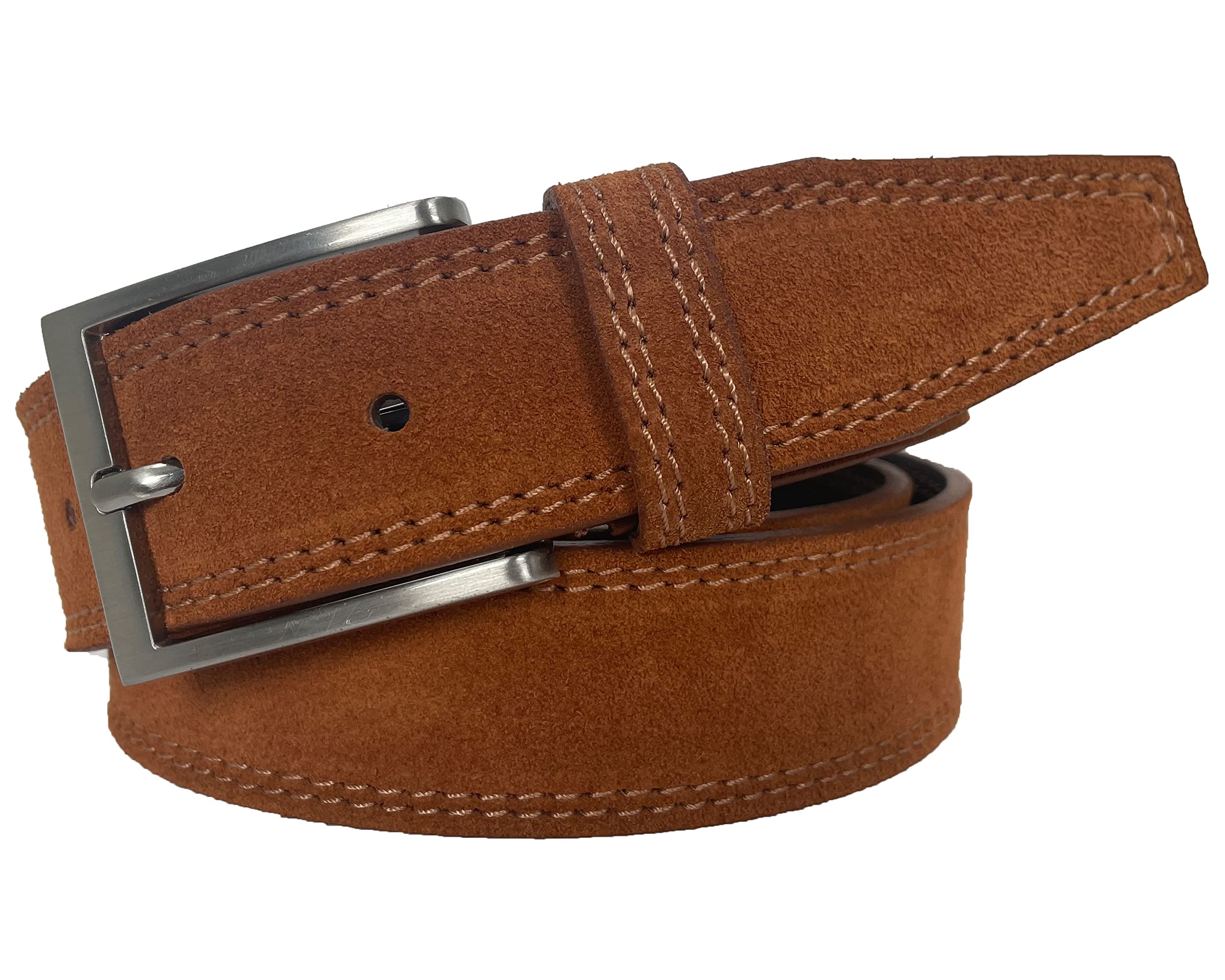 MENS SUEDE BELT TAN 100% ITALIAN SUEDE TAN BELT 35MM (LARGE 36-38 INCHES)
