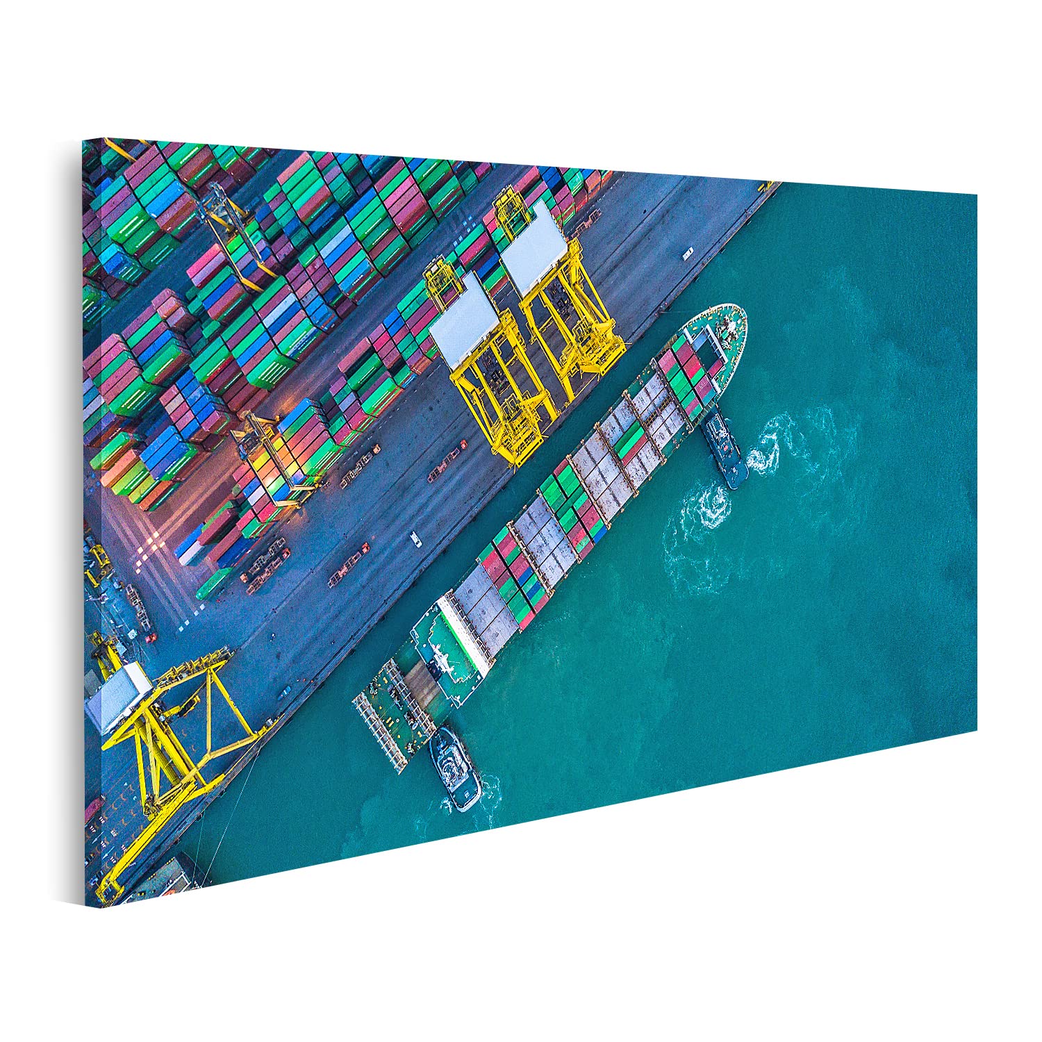 islandburner Cuadro en Lienzo Vista aérea Contenedor Buque de Carga Importación Exportación Logística Transporte Internacional Gráfica Decoracion de Pared Impresión Artística
