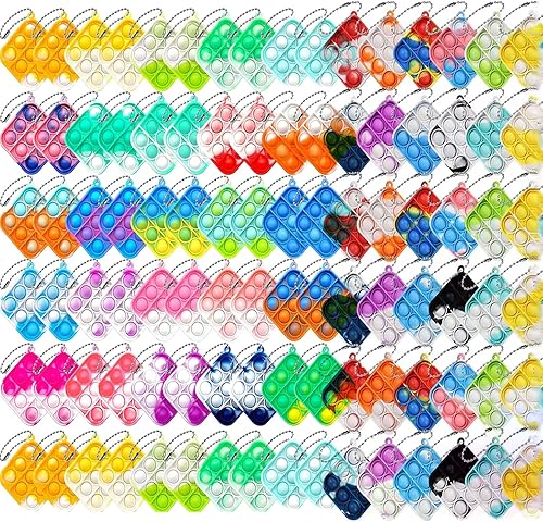 Miniatura 7 de 60 piezas de mini llavero de color aleatorio juguete para la ansiedad juguete sensorial de silicona para apretar burbujas que hacen que los niños
