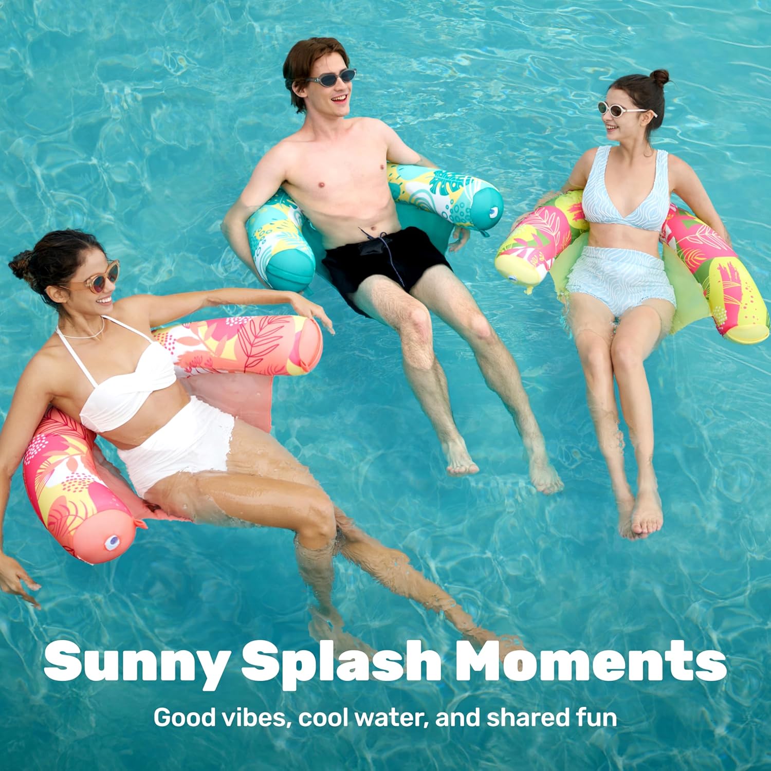 SLOOSH Inflatable Pool Noodle Chair, 3 Packs Pool Floats Noodle Sling Floatie, Swimming Party Floating Chair for Adult Party Summer Water Fun