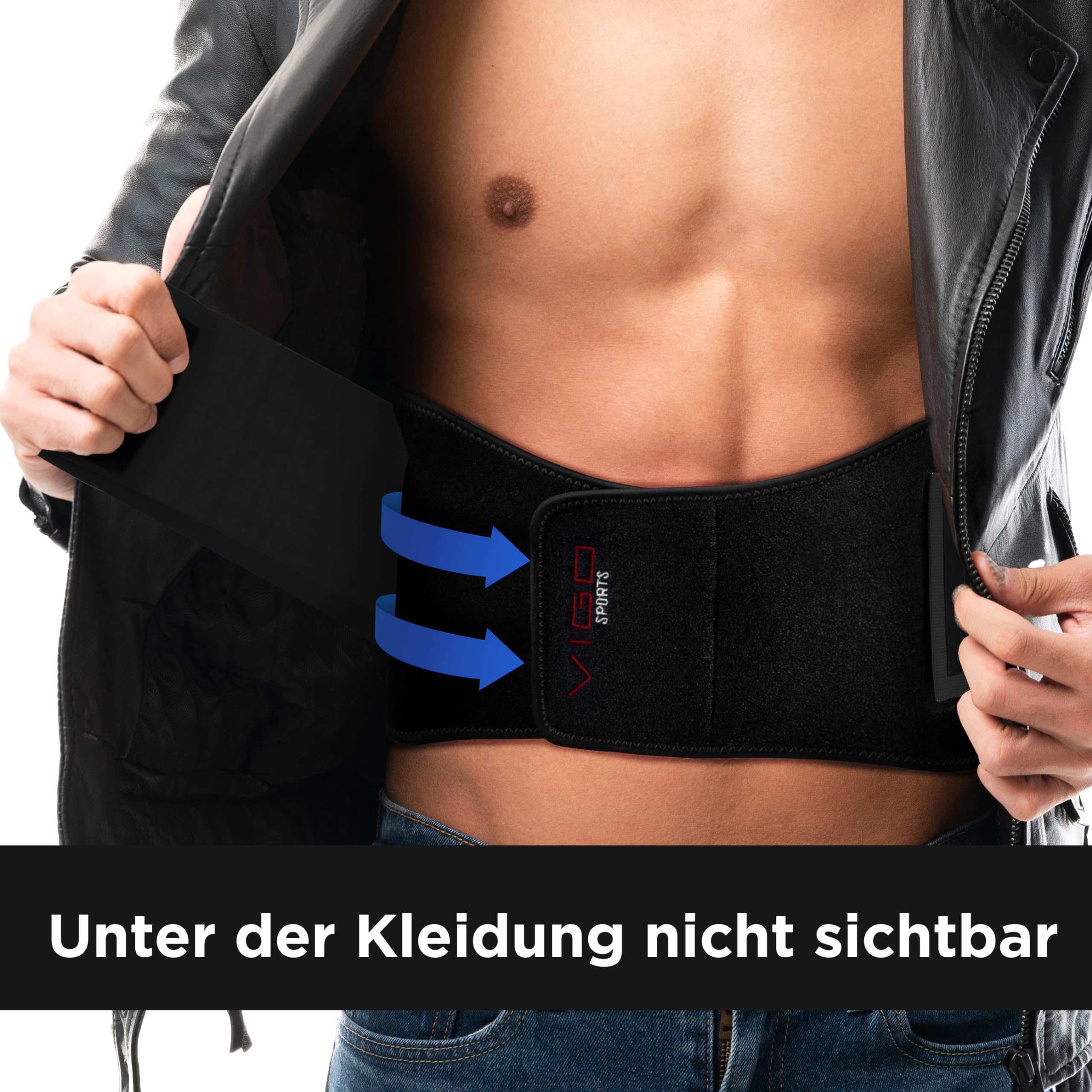 VIGO SPORTS Rückenbandage waschmaschinenfest - Anti-Schweiß Nierengurt für effektive Stabilisierung des Rückens - Rückenstützgürtel für Herren & Damen - wärmender Lendenwirbelstütze Gürtel