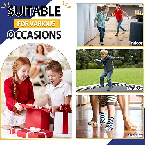 Miniatura 6 de HYCLES Calcetines Antideslizantes para Niños Pequeños, 12 Pares de Calcetines de Algodón con Agarre Antideslizante para Niños y Niñas de 1-7 años y