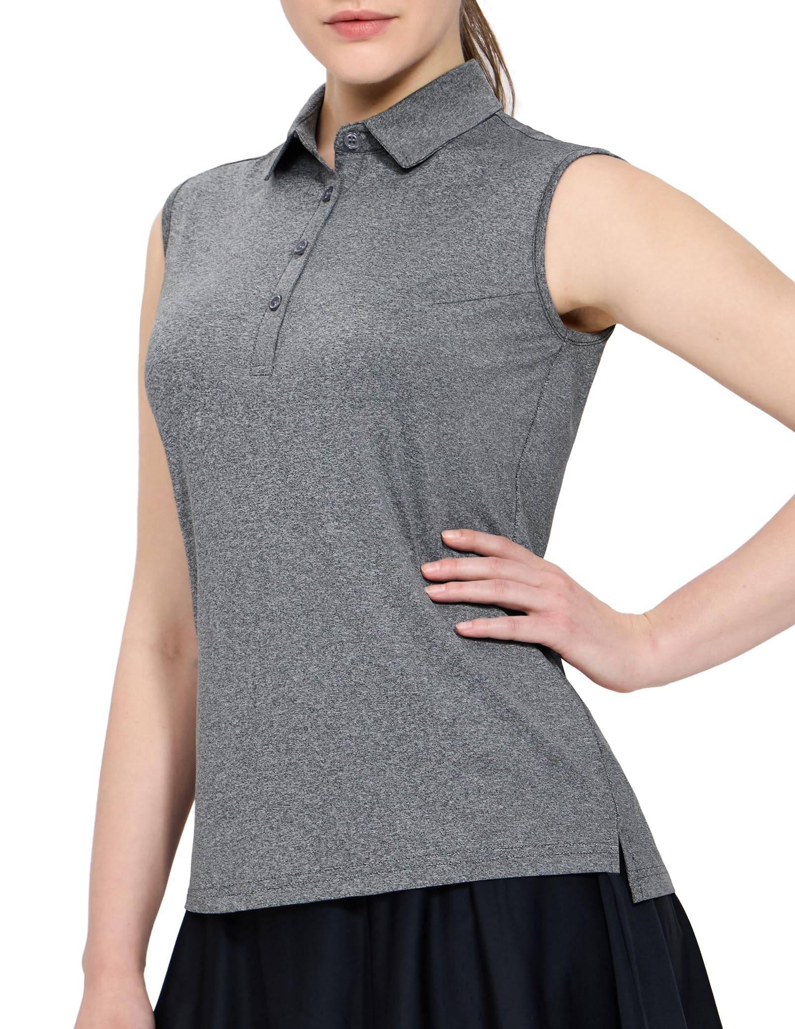 MIER Women's Sleeveless Golf Polo Shirts Athletic Tennis Collared Tank Tops, Quick Dry, UPF 50+