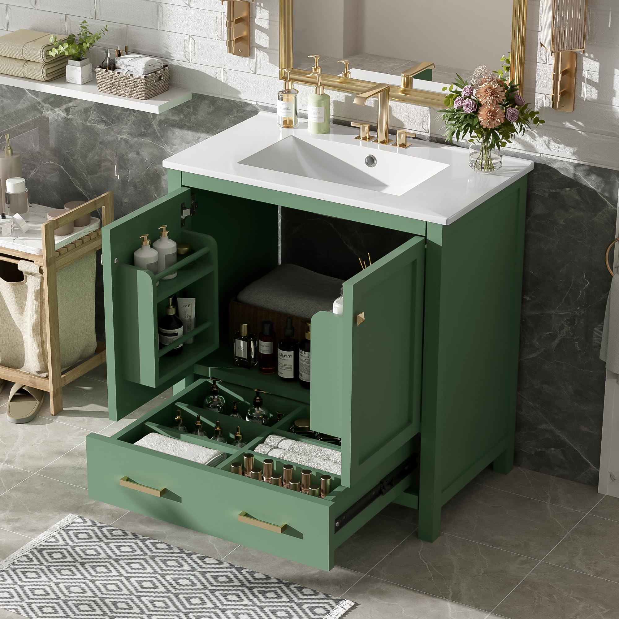 Mirightone 30" Bathroom Vanity with Sink, Bathroom Vanities 30 Inch with Sink, 30 Vanity with Sink for Bathroom, 30 in Restroom Vanity with Cabint,