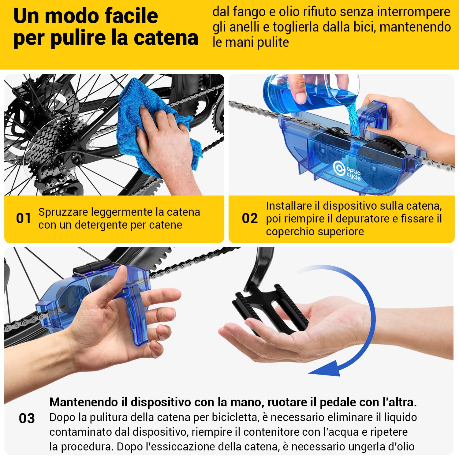 Lavacatena Bici – Pulisci Catena Bici con Spazzole Rotanti e Serbatoio Capiente | Pulitore Catena 6–12 Velocità per MTB, da Corsa, E-Bike