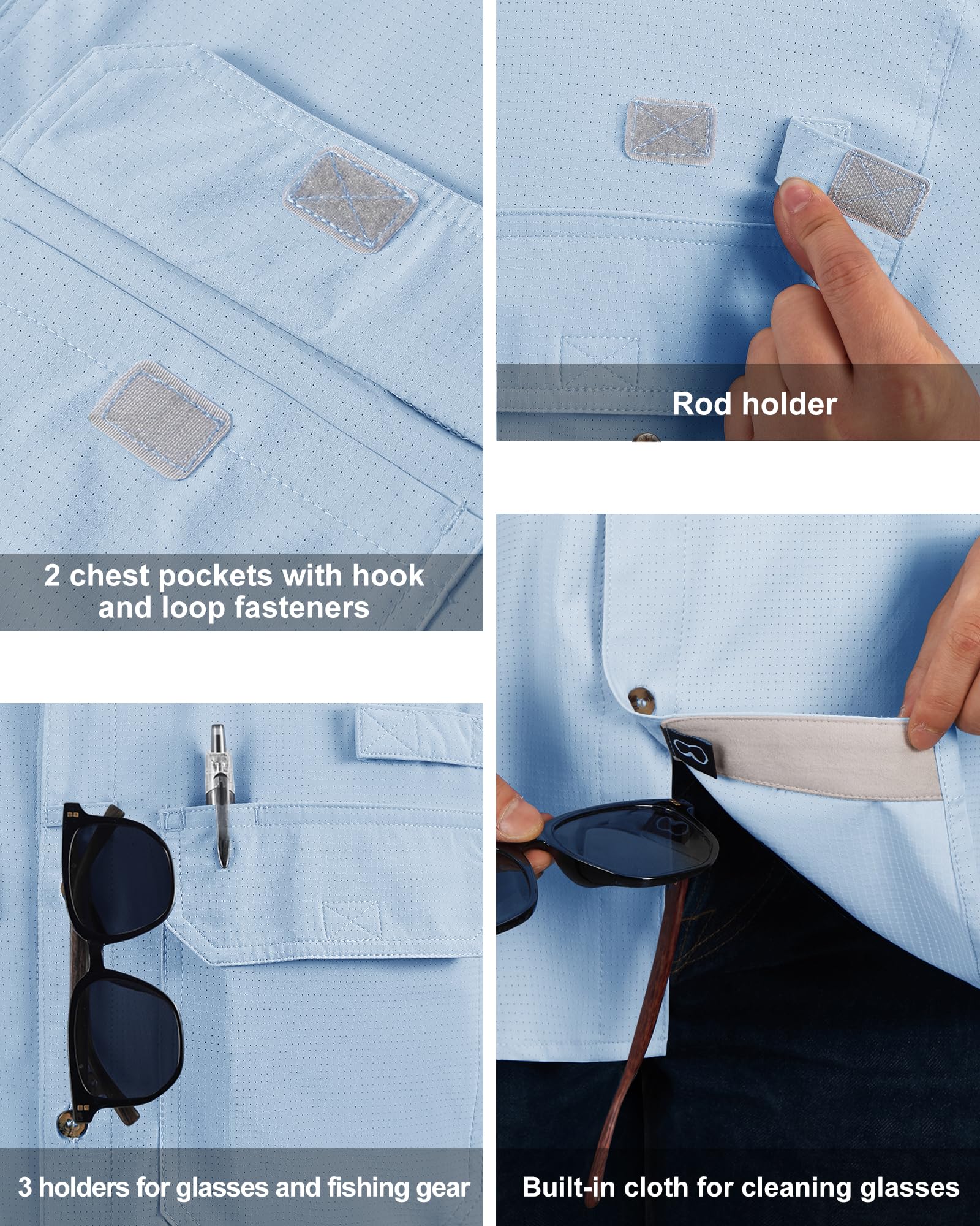 33,000ft Men's UPF 50+ UV Protection Short Sleeved Shirts Quick Dry Button Down Shirts Cooling Hiking Shirt for Travel Safari Fishing