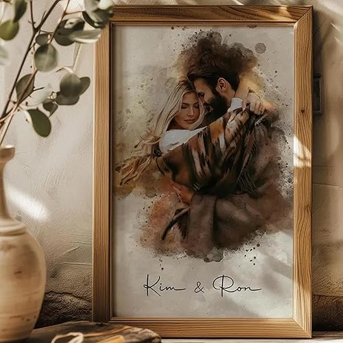 Miniatura 5 de Noni Retrato de pareja de acuarela personalizado de la foto, foto personalizada para pintar arte de pared, lienzo personalizado para pareja, regalo