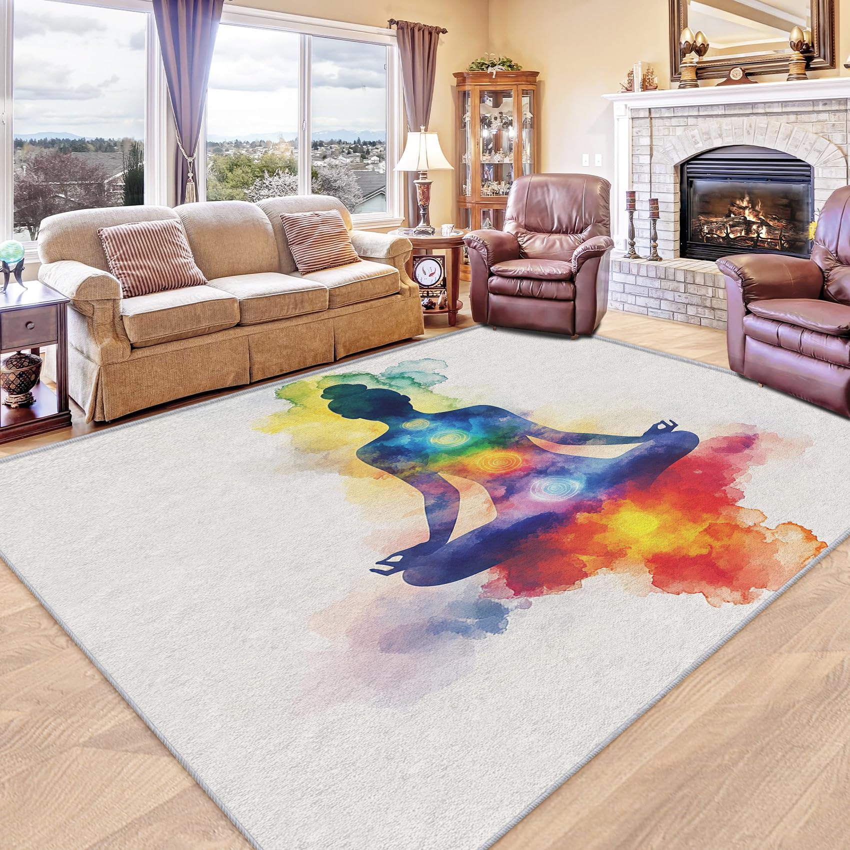 Zvynqour Seven Chakra Throw Rugs for Entryway 2x3 - Yoga Meditation Carpet for Bedroom Front Door - Spiritual Washable Area Rug & Home Decor, Soft Low